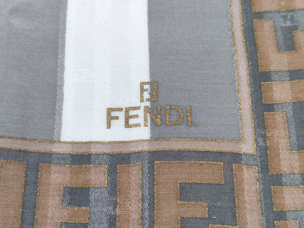 Vintage Fendi FF Zucca Monogram Handkerchief Set of 2 — 22” × 22”