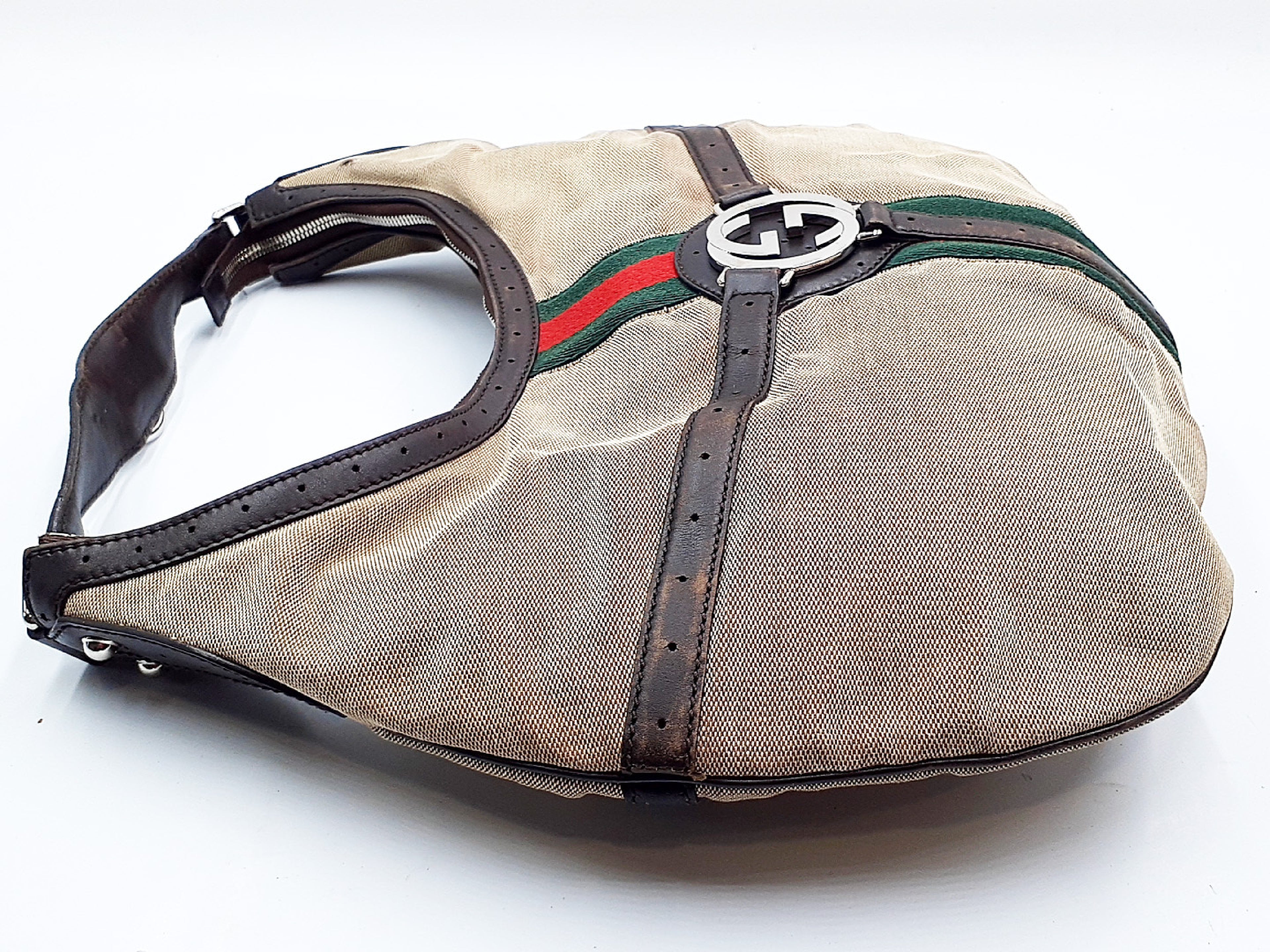 Gucci Canvas Web GG Reins Hobo Bag