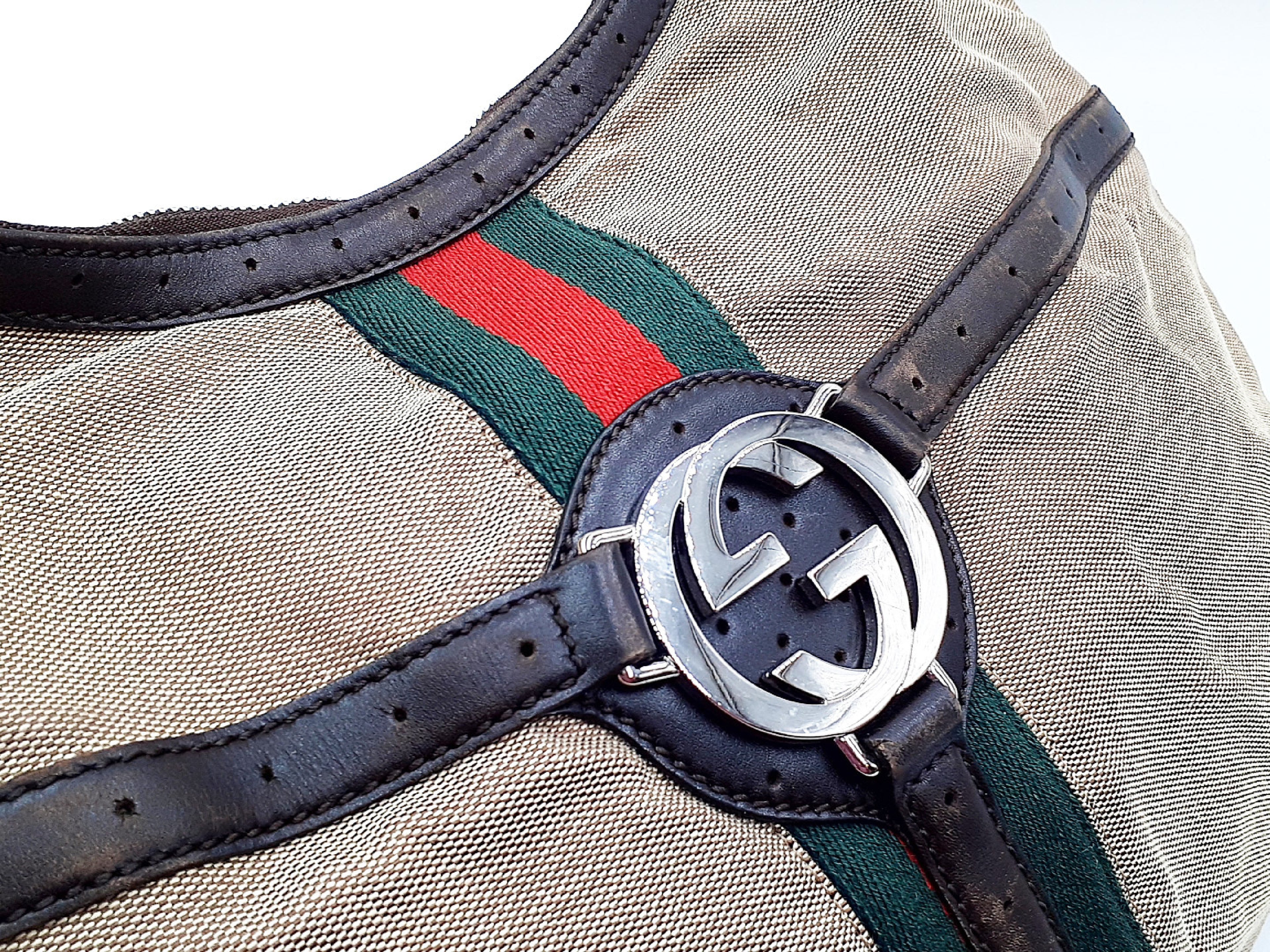 Gucci Canvas Web GG Reins Hobo Bag