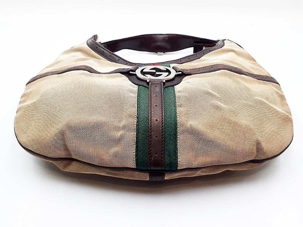 Gucci Canvas Web GG Reins Hobo Bag