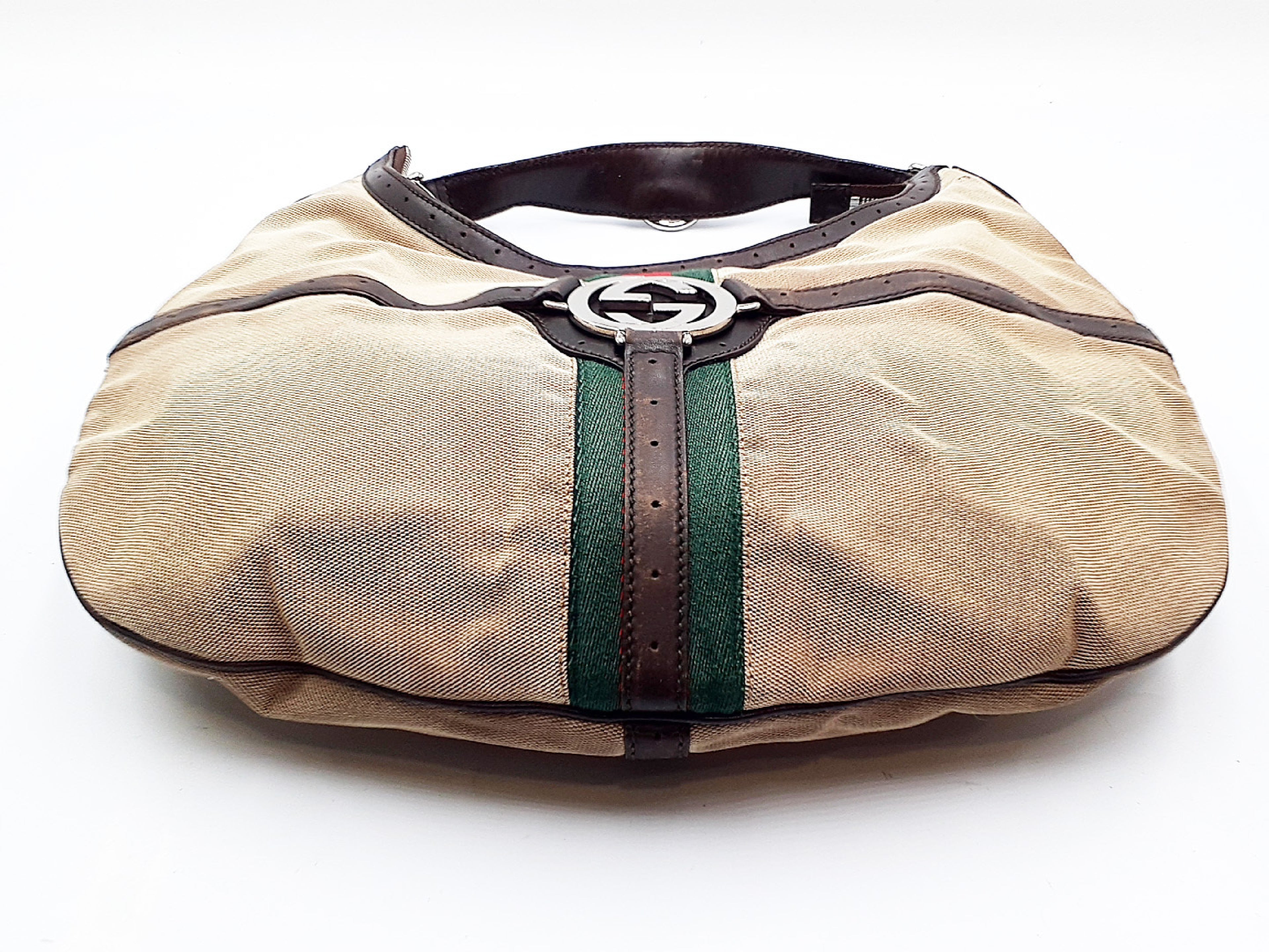 Gucci Canvas Web GG Reins Hobo Bag