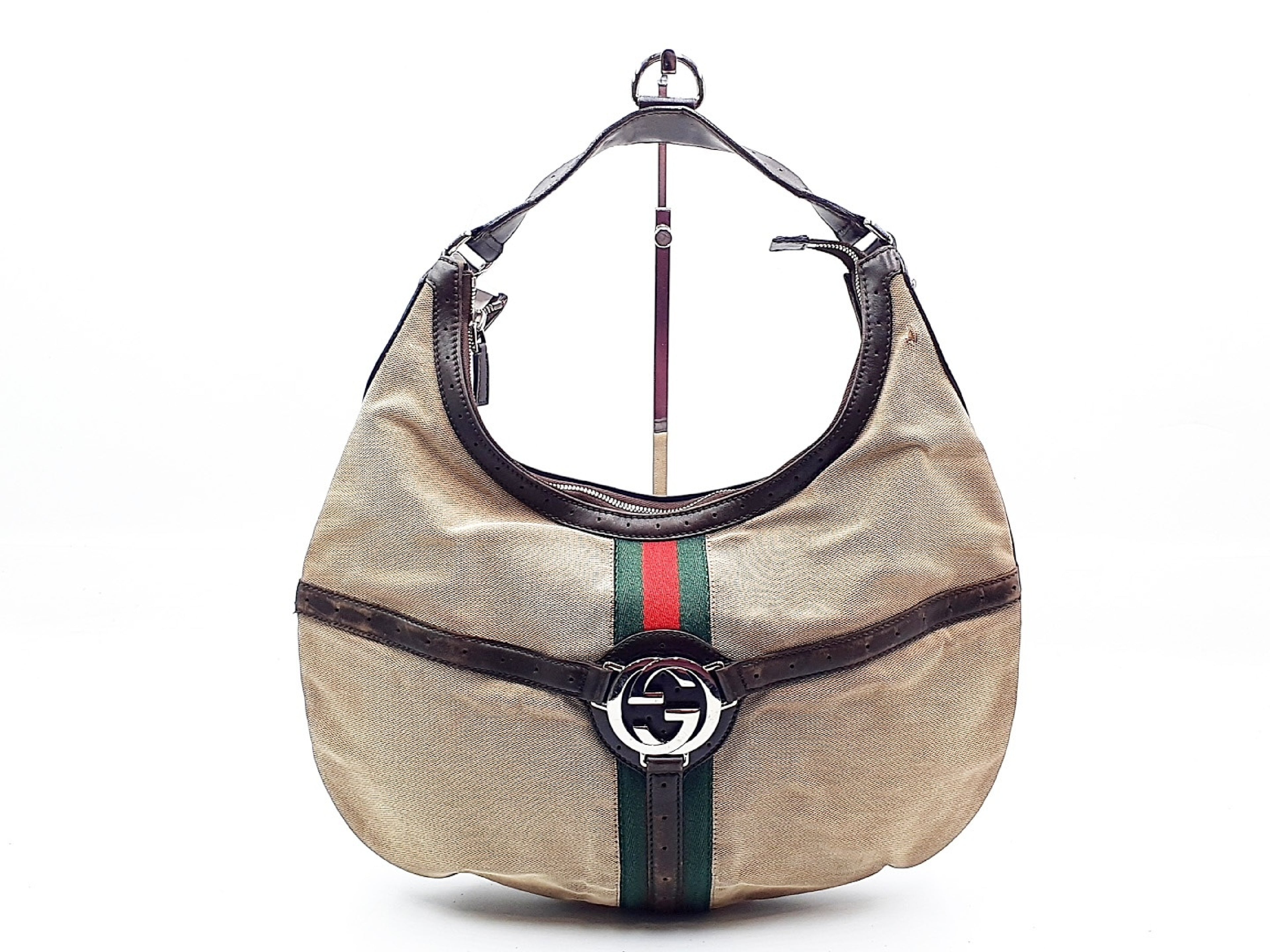 Gucci Canvas Web GG Reins Hobo Bag