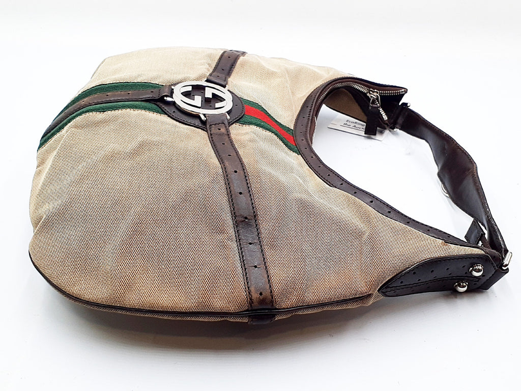 Gucci Canvas Web GG Reins Hobo Bag