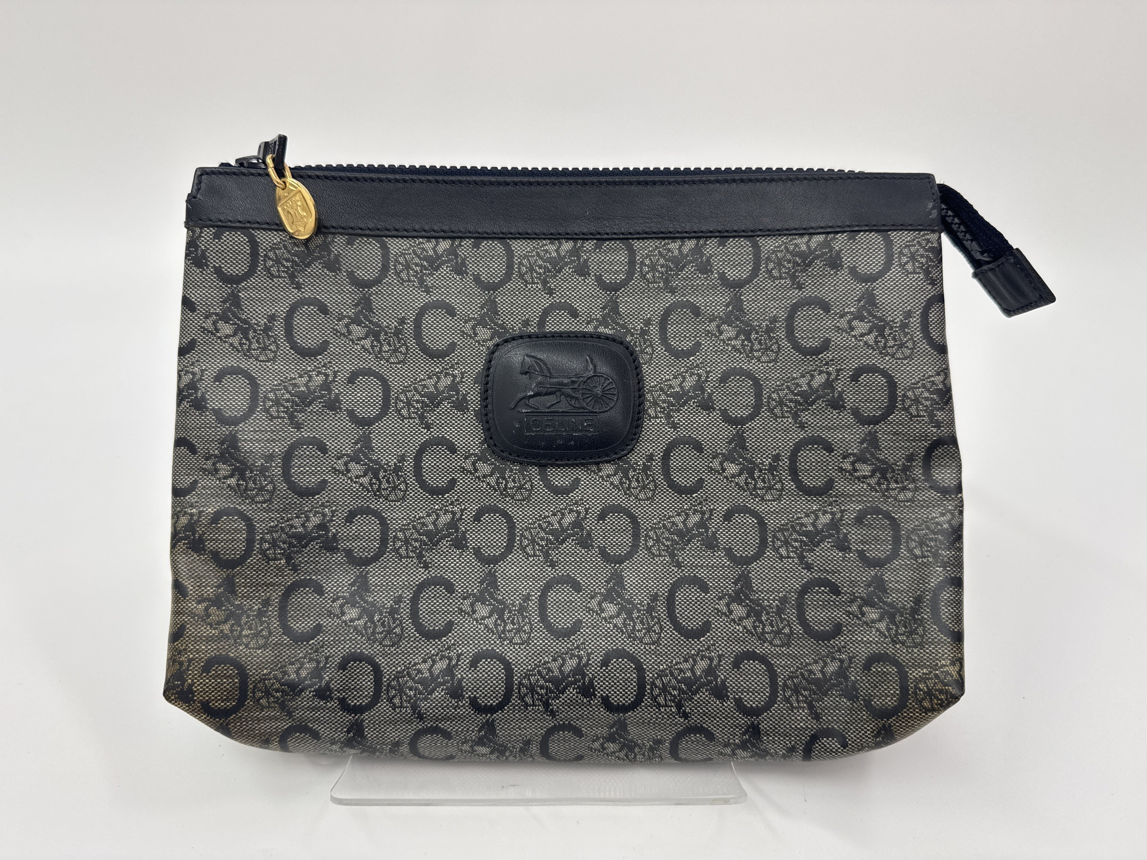 Celine Macadam Canvas Horse Carriage Zip Pouch