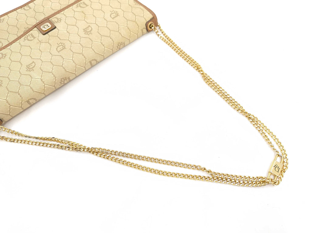 Christian Dior Vintage Honeycomb Monogram Chain Bag/Clutch