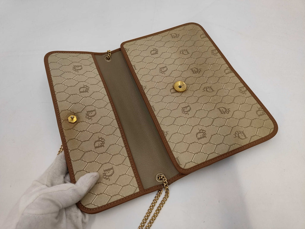 Christian Dior Vintage Honeycomb Monogram Chain Bag/Clutch