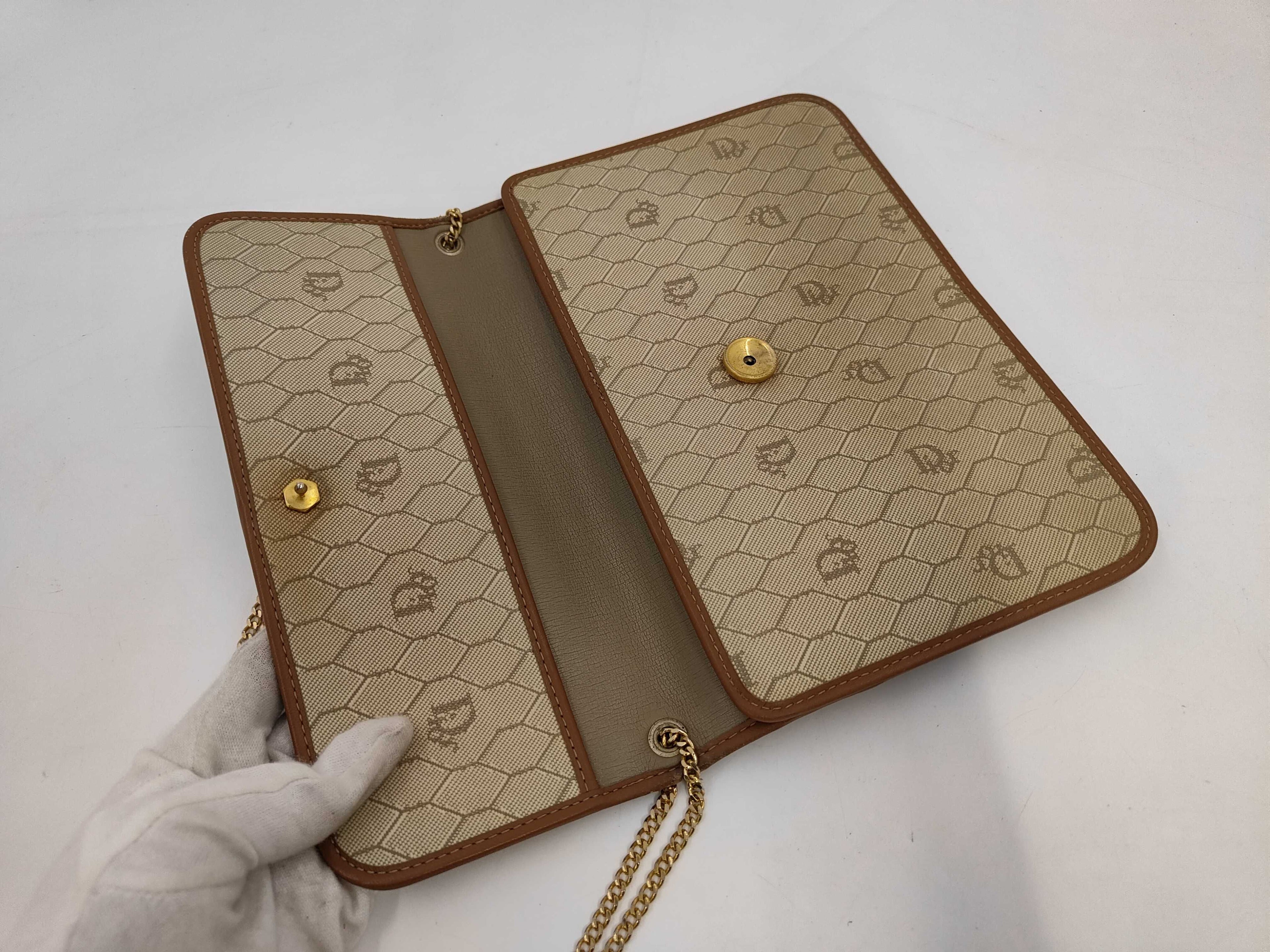 Christian Dior Vintage Honeycomb Monogram Chain Bag/Clutch