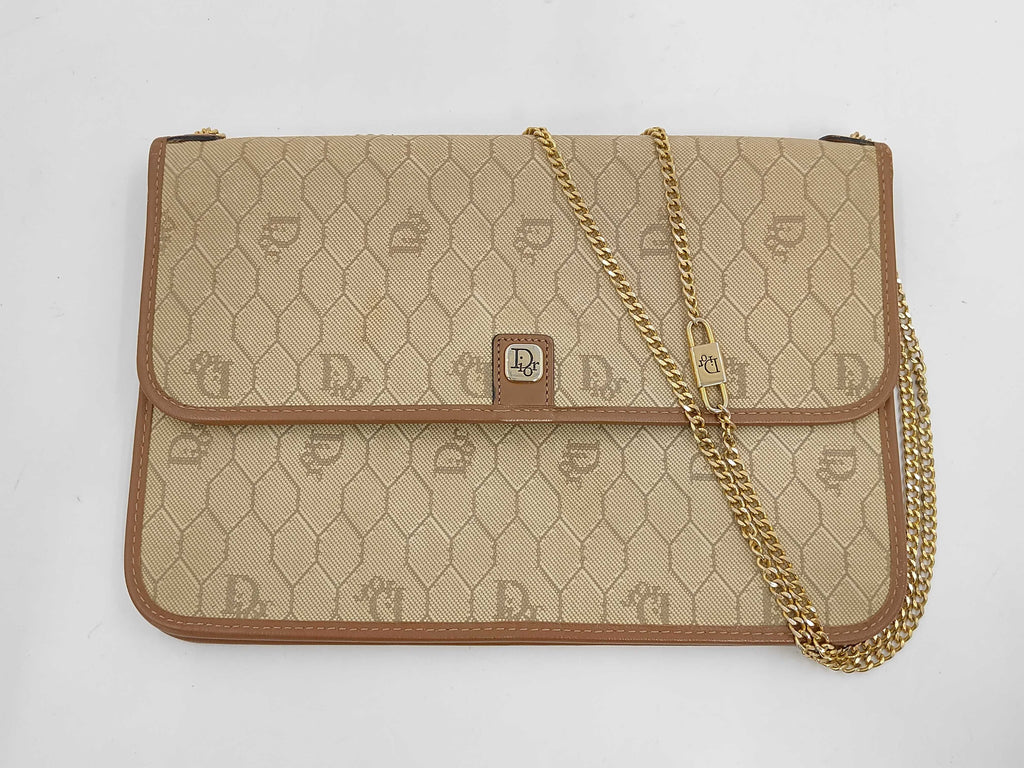Christian Dior Vintage Honeycomb Monogram Chain Bag/Clutch