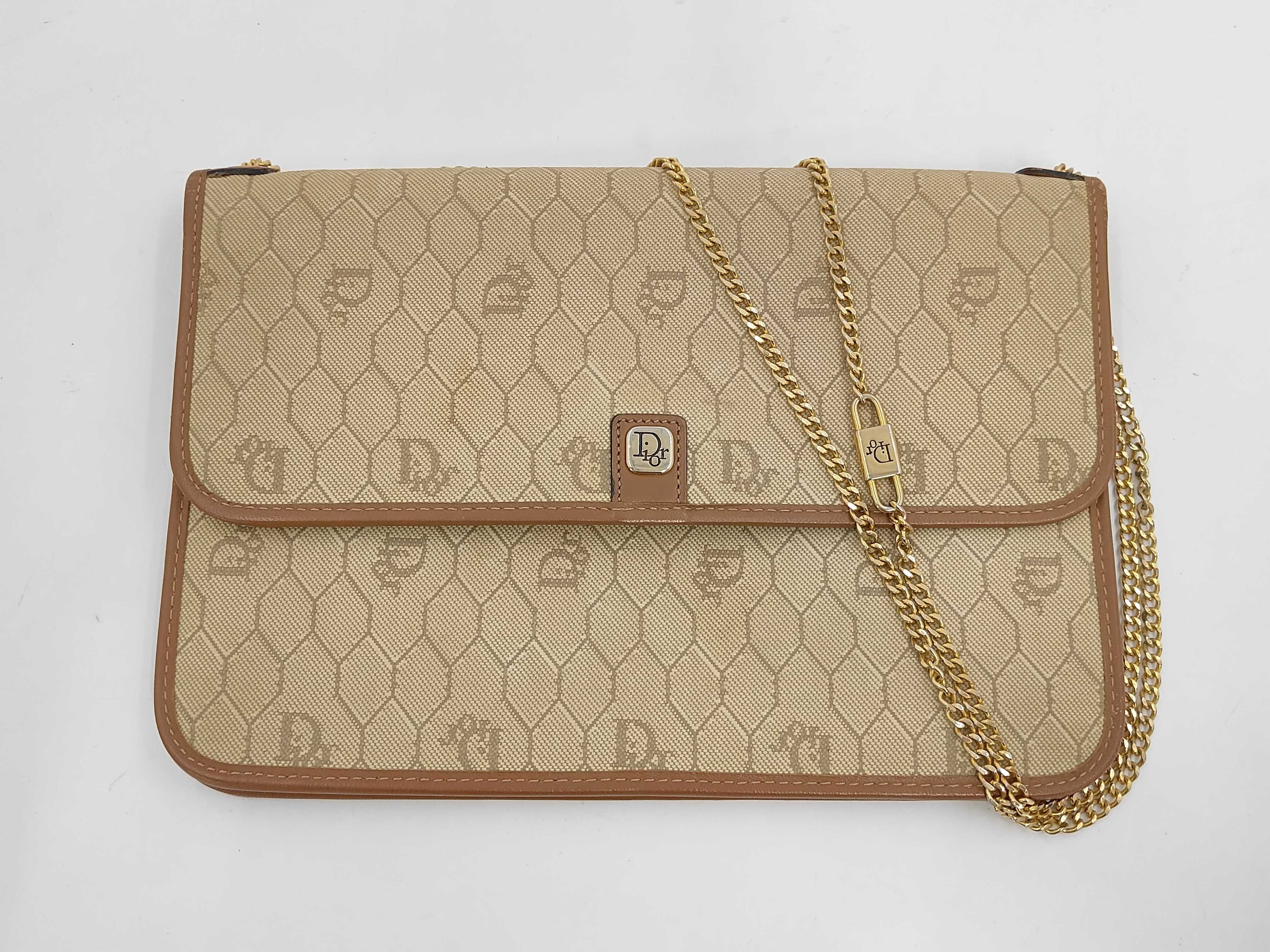 Christian Dior Vintage Honeycomb Monogram Chain Bag/Clutch