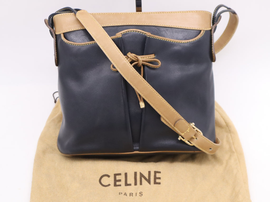 CELINE Bicolor Navy Shoulder Bag