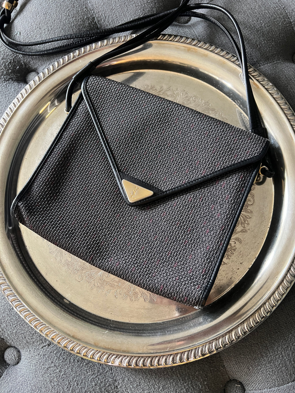 Vintage Yves Saint Laurent Monogram Triangle Plaque Crossbody