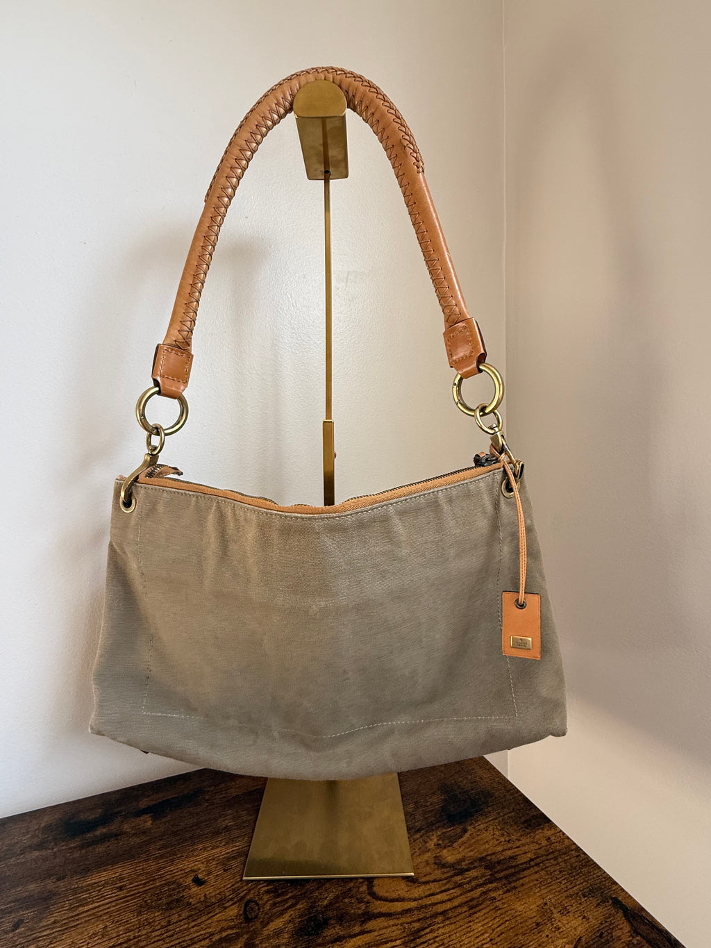 Gucci Early 2000s Canvas & Leather Utility Shoulder Bag