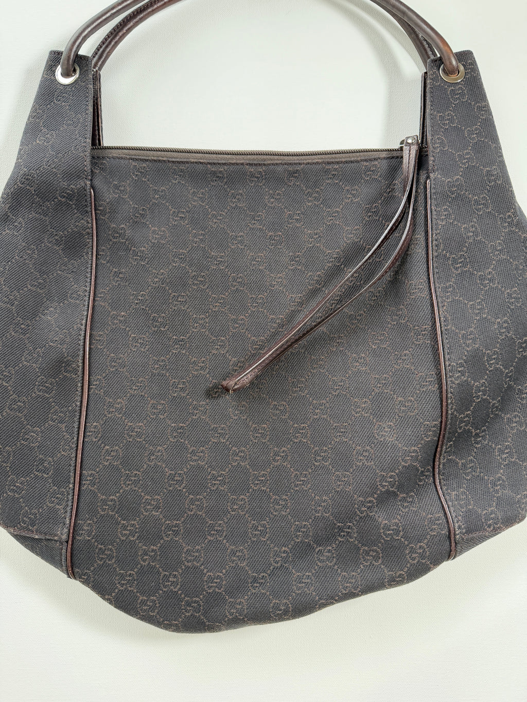 Gucci Monogram Hobo Canvas Shoulder Bag