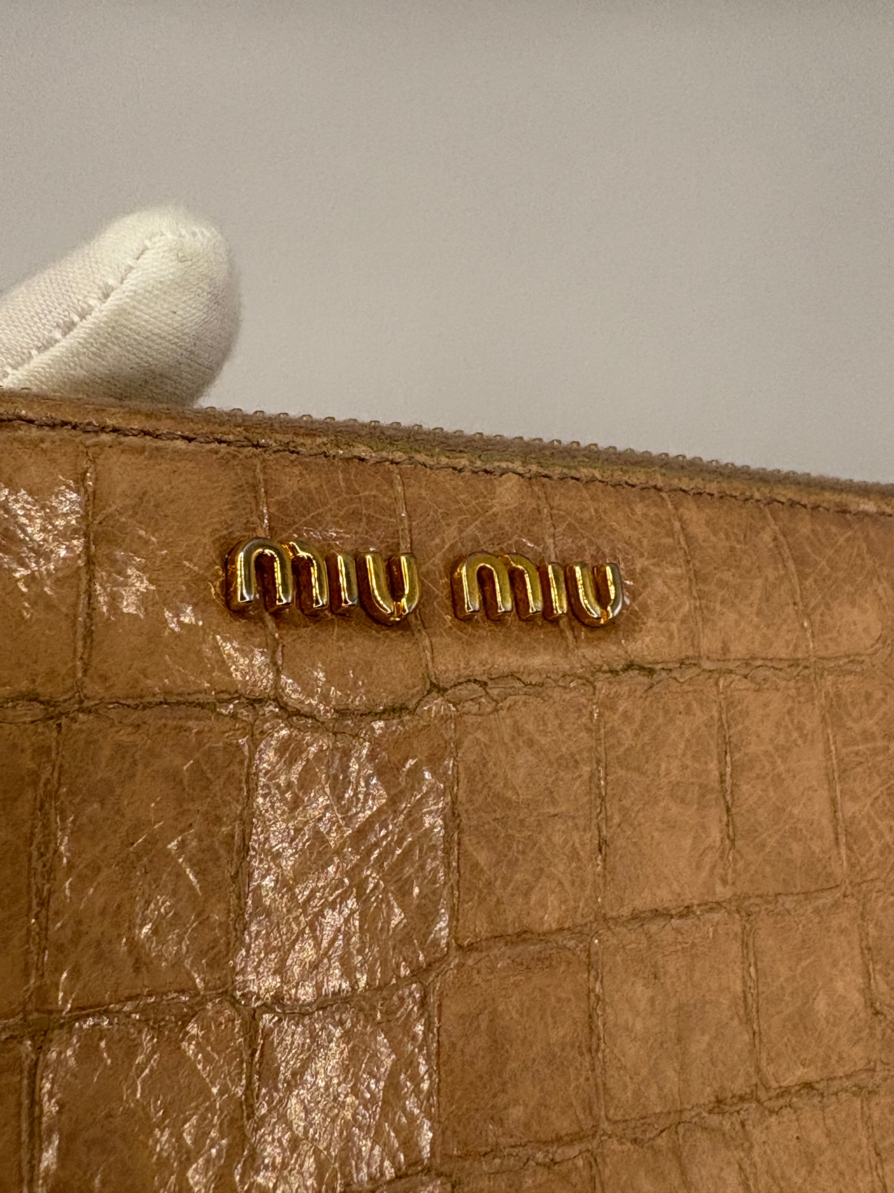 Miu Miu Zip-around Croc-embossed Wallet