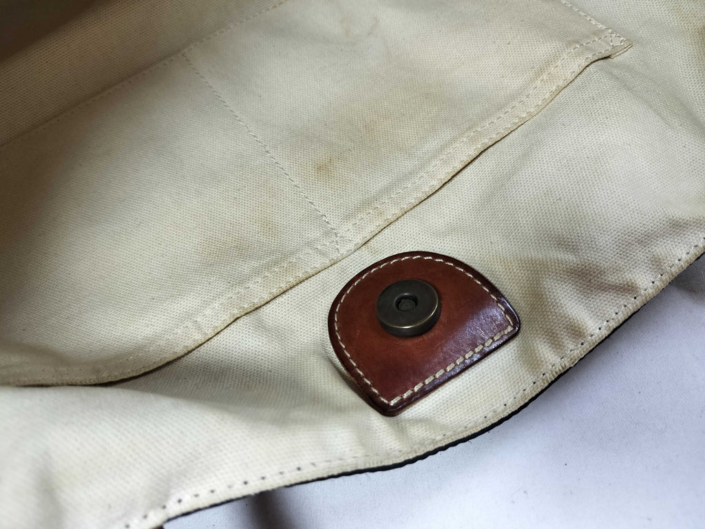 Felisi Nylon and Leather Tote Navy Tote Bag