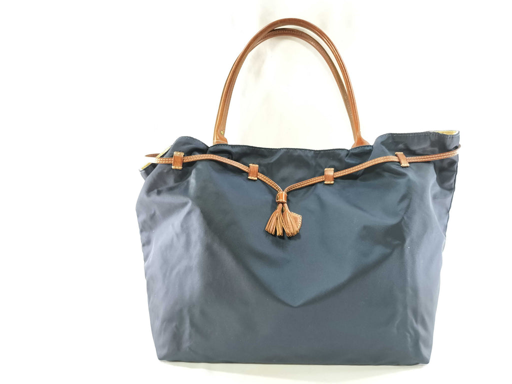 Felisi Nylon and Leather Tote Navy Tote Bag