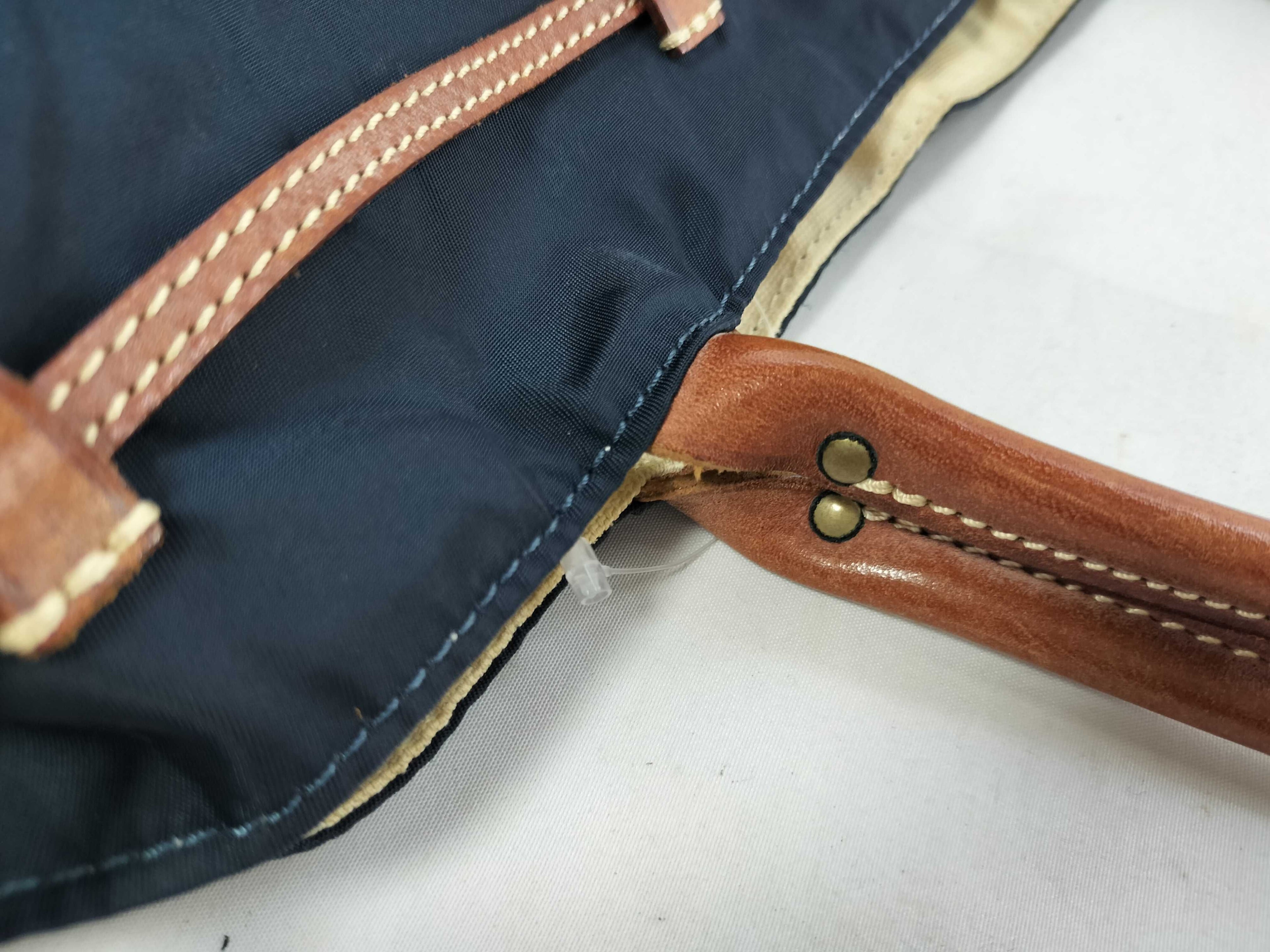 Felisi Nylon and Leather Tote Navy Tote Bag