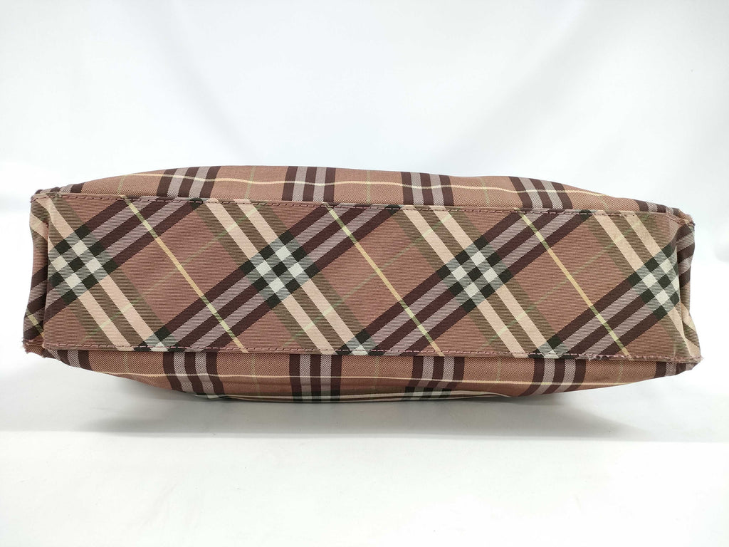 Burberry Blue Label Nylon Brown Nova Check Tote Bag - Vintage Japan