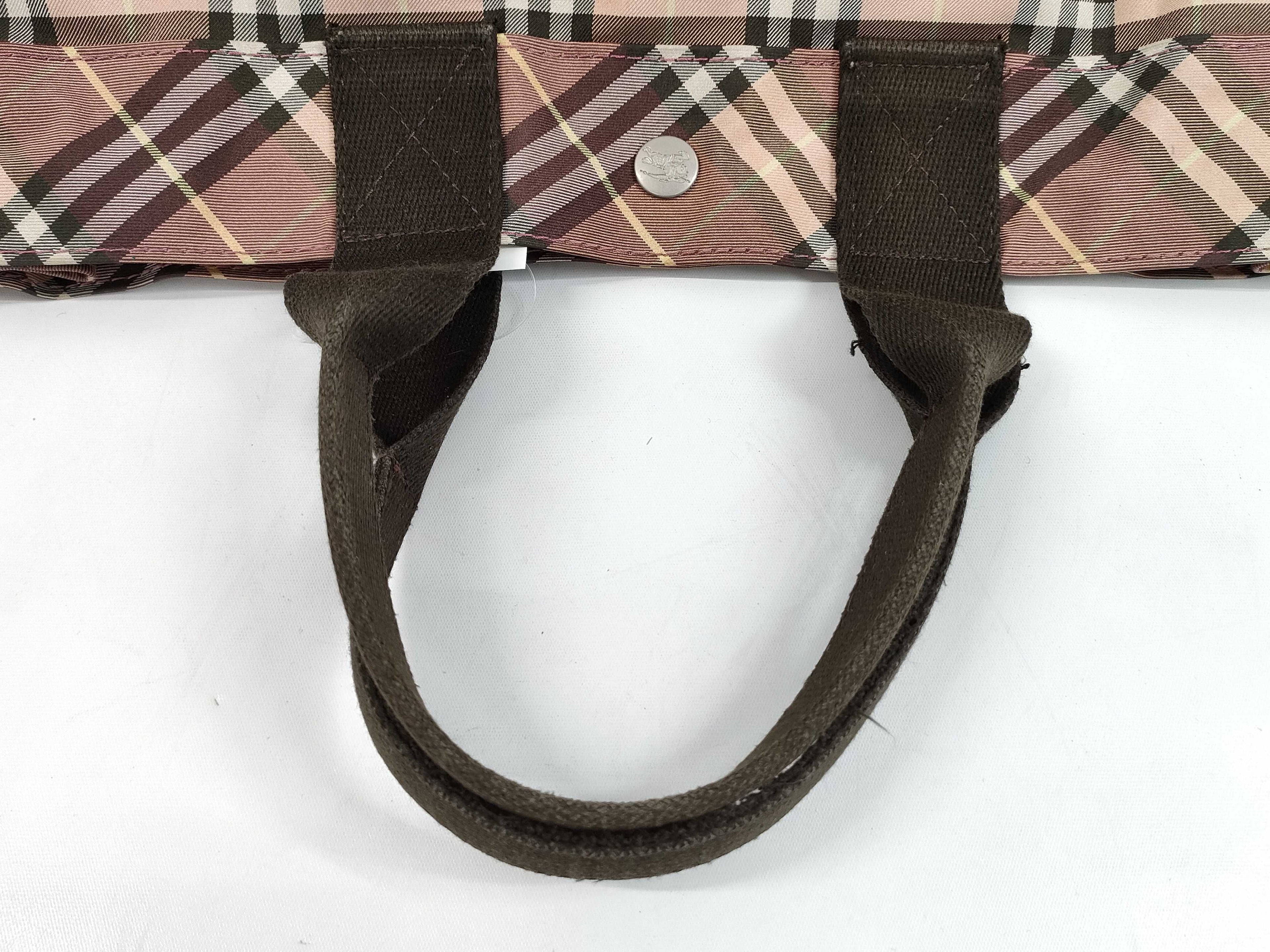 Burberry Blue Label Nylon Brown Nova Check Tote Bag - Vintage Japan