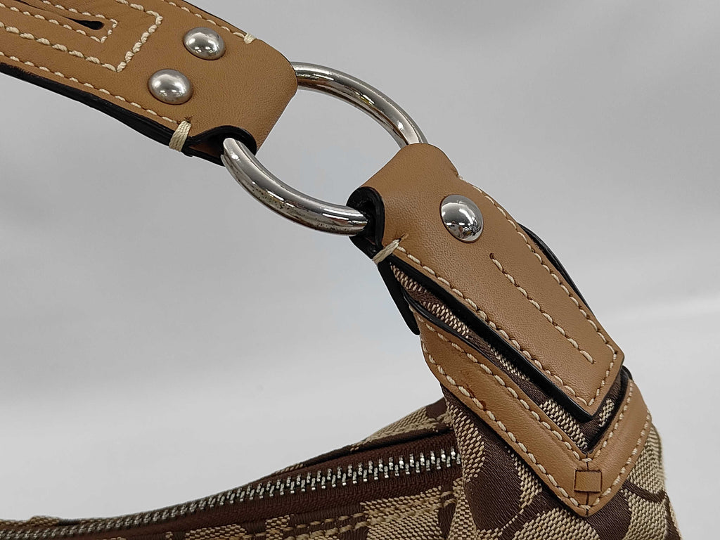 Coach Signature Half-Moon Hobo Shoulder Bag