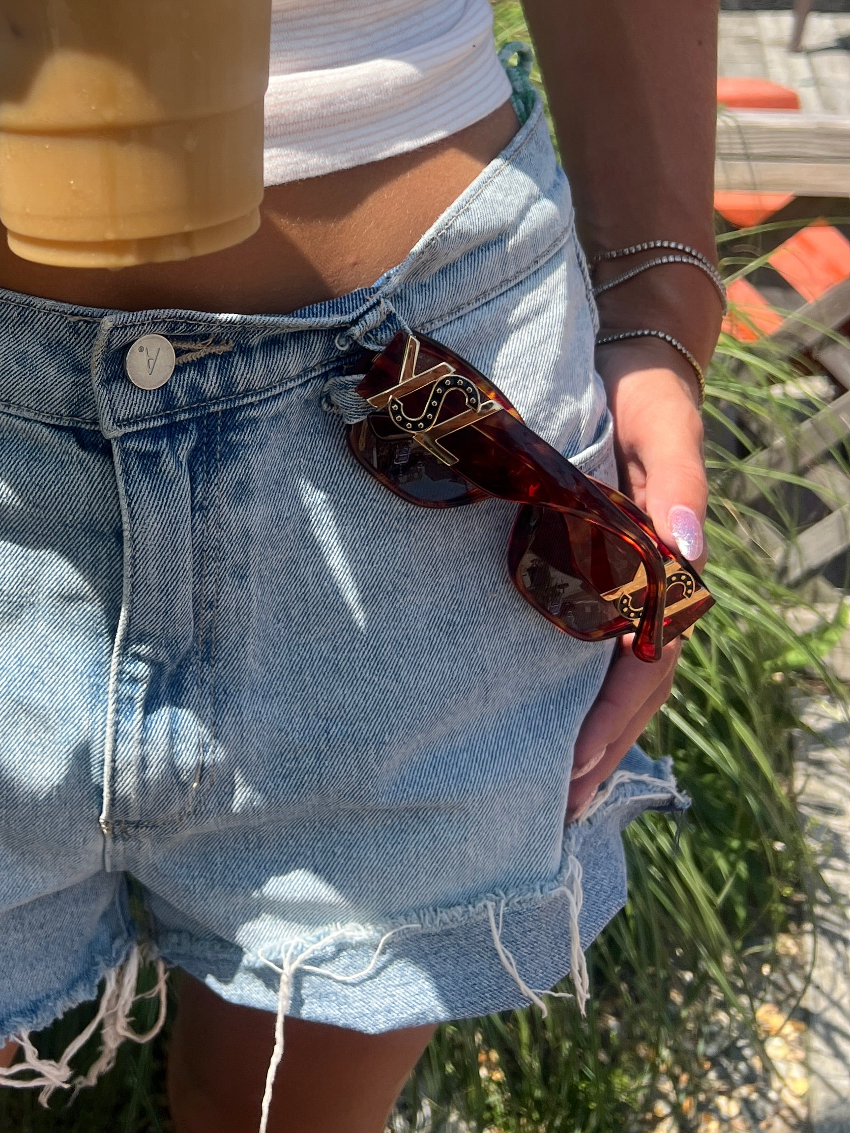 Yves Saint Laurent Vintage Tortoise Sunglasses — Sculptural Logo Hinge