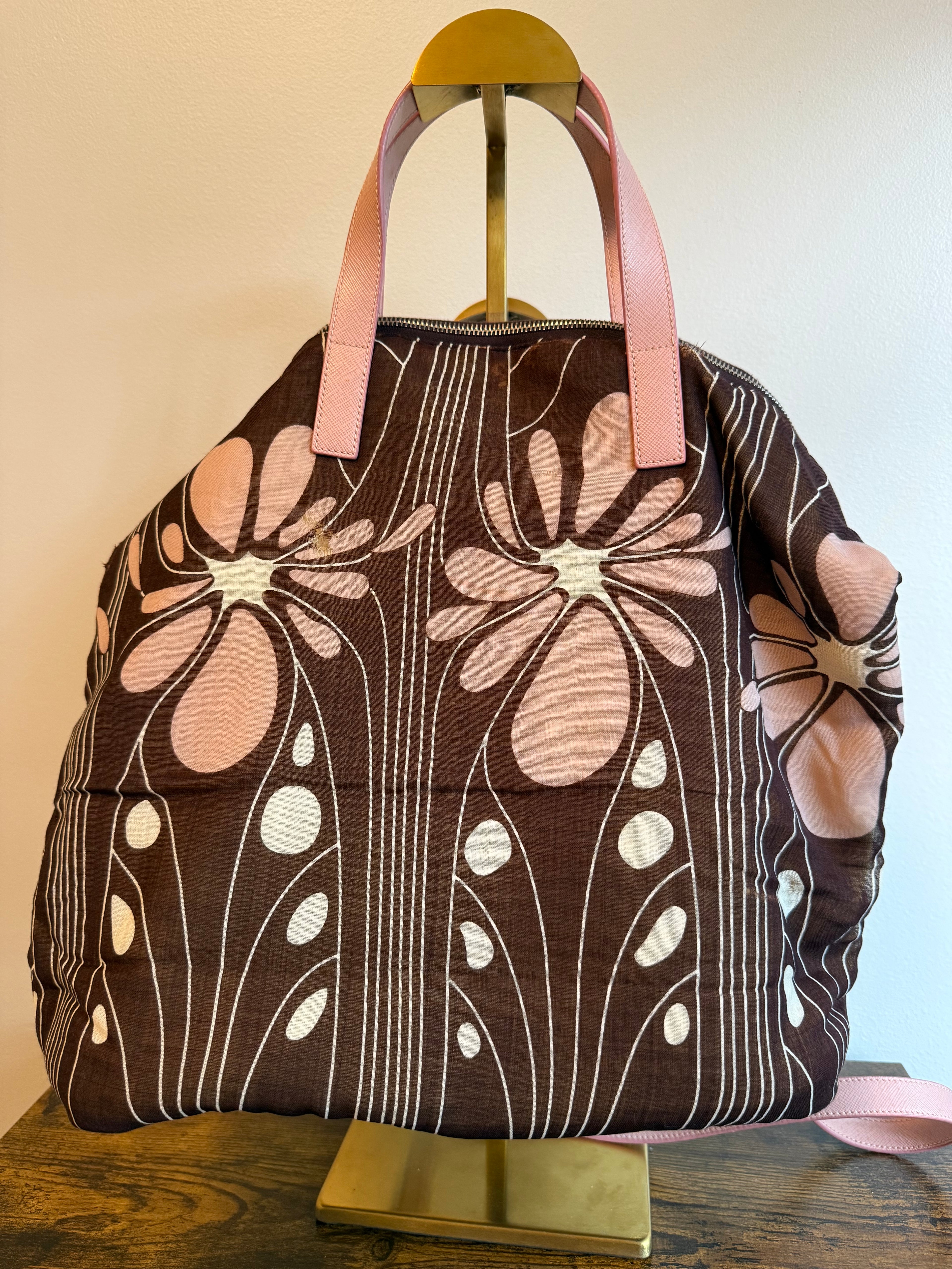 Prada 2WAY Printed Canvas Floral Tote Bag