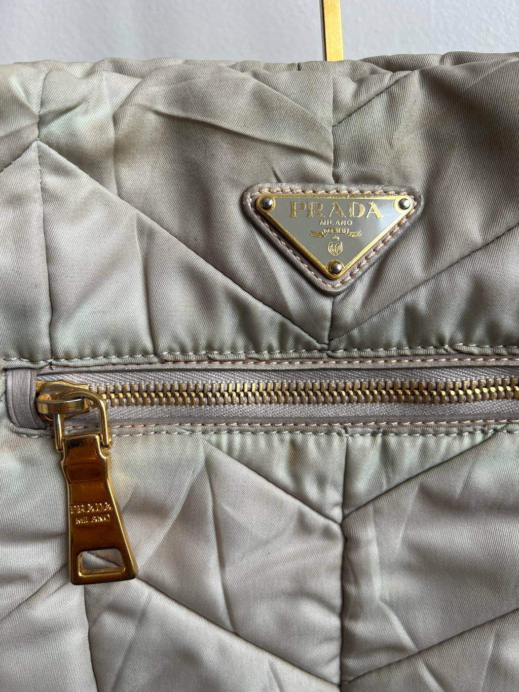 Prada Diagramme Quilted Nylon Chain Tote