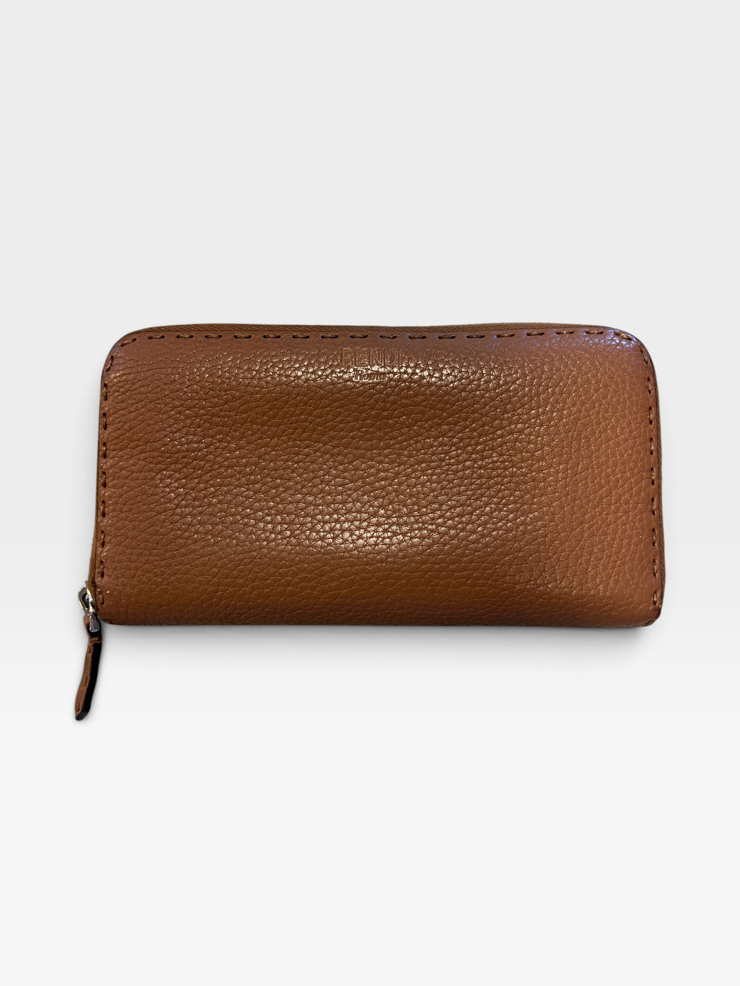 Fendi Selleria Leather Zip Around Wallet