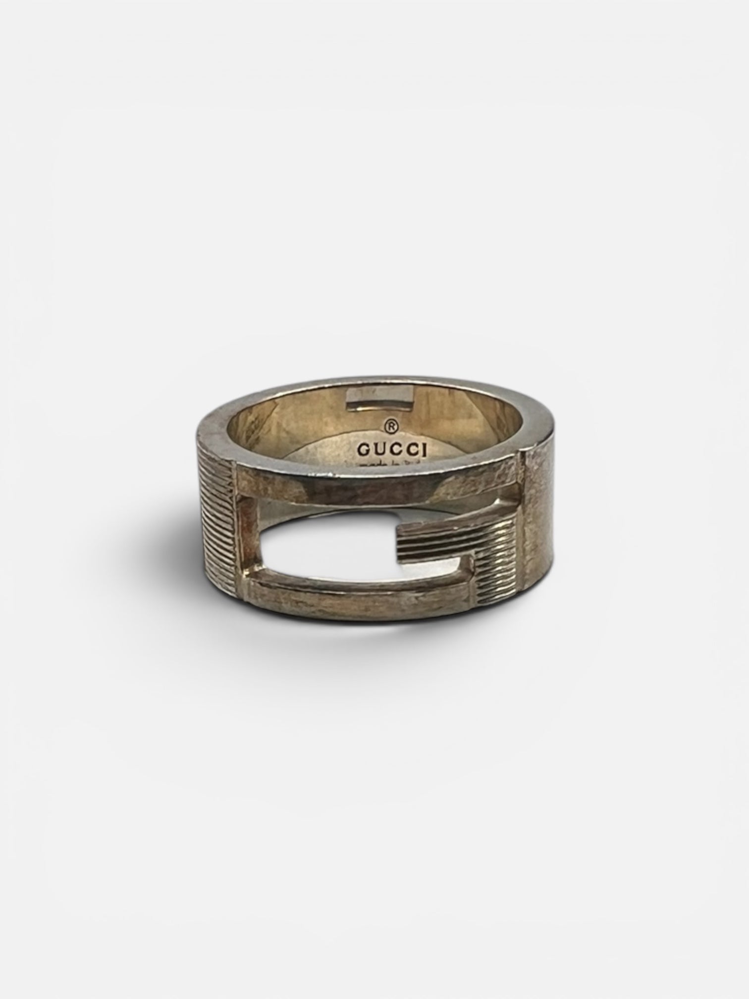 Gucci Silver Cutout G Ring