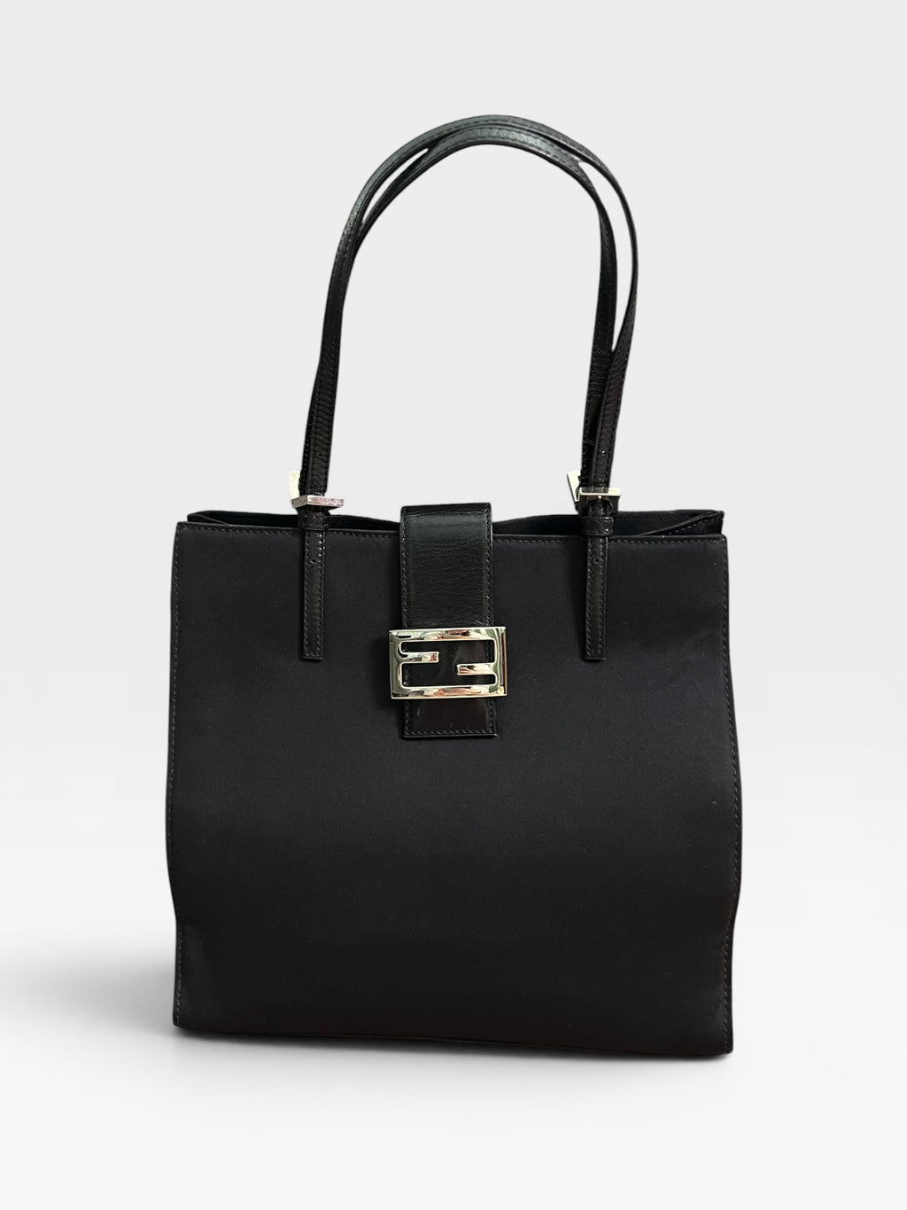 Vintage Fendi Black Nylon Zucca Buckle Tote