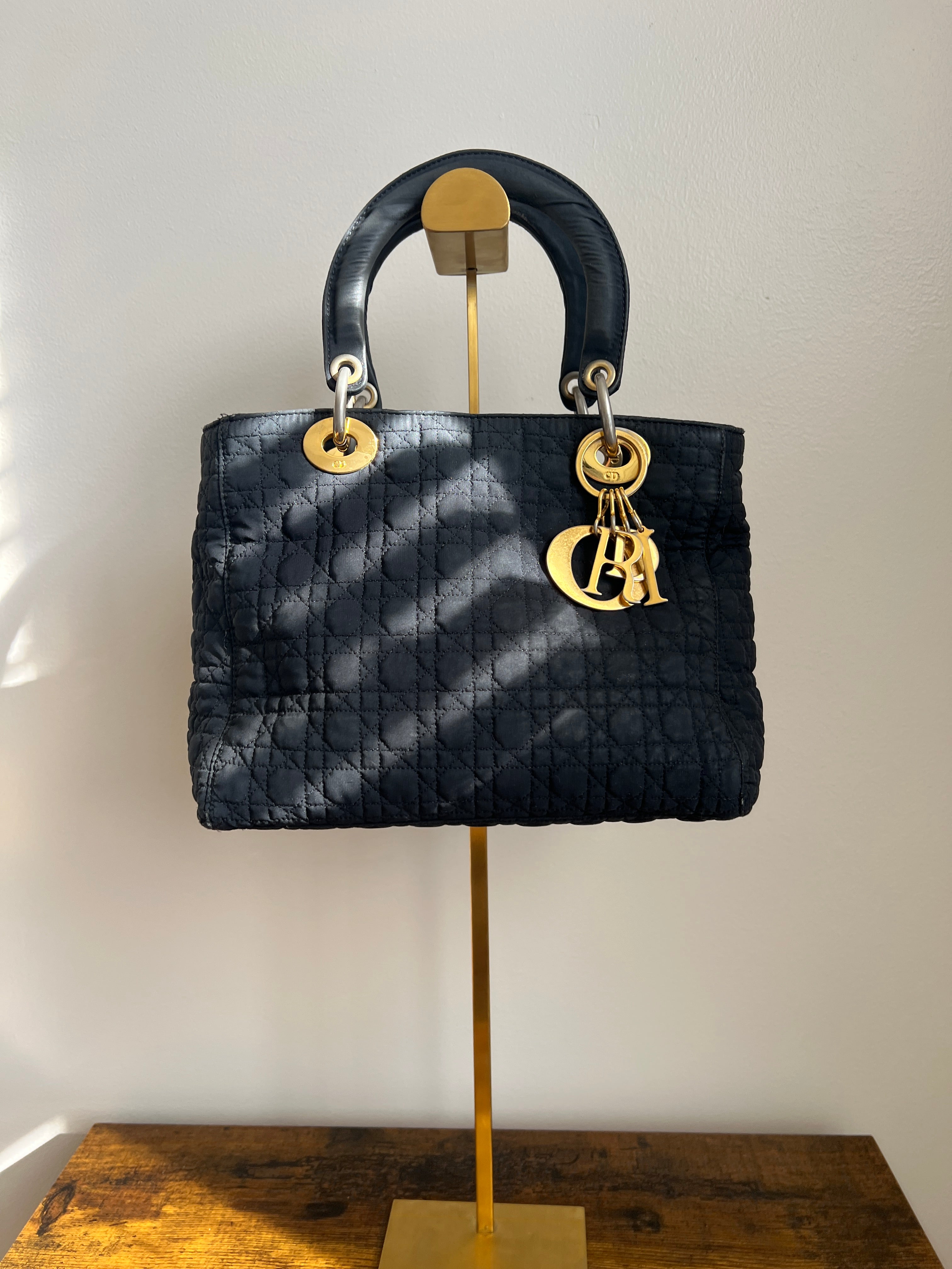 Christian Dior Canage Hand Bag Nylon Black