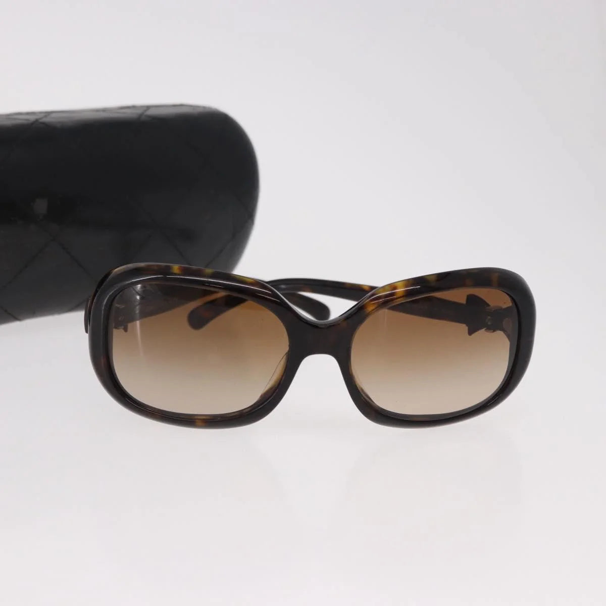 Chanel Tortoise Sunglasses with CC Bow Detail — Ribbon Motif, Silver Hardware