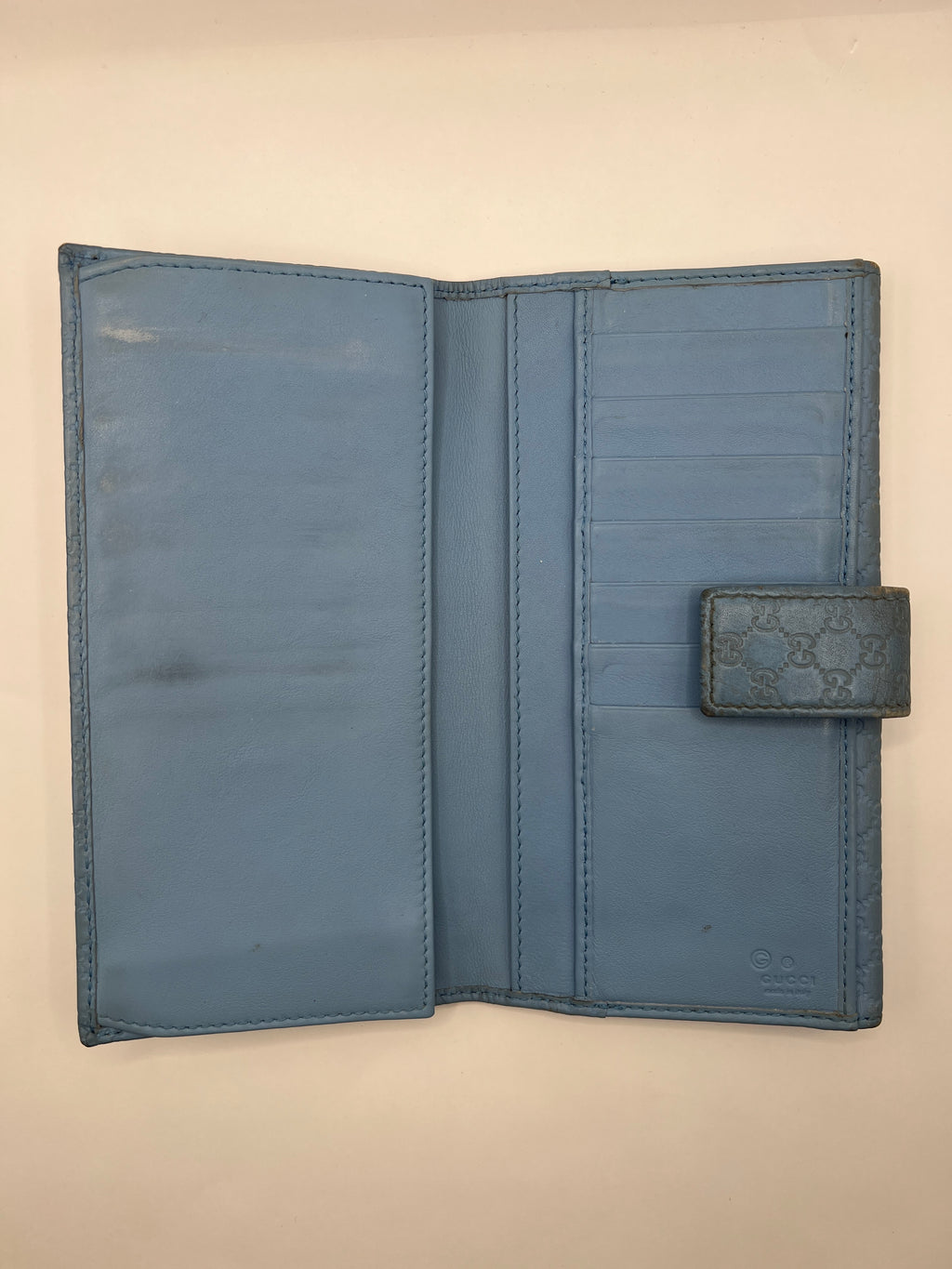 Gucci Microguccissima Light Blue Continental Snap Wallet