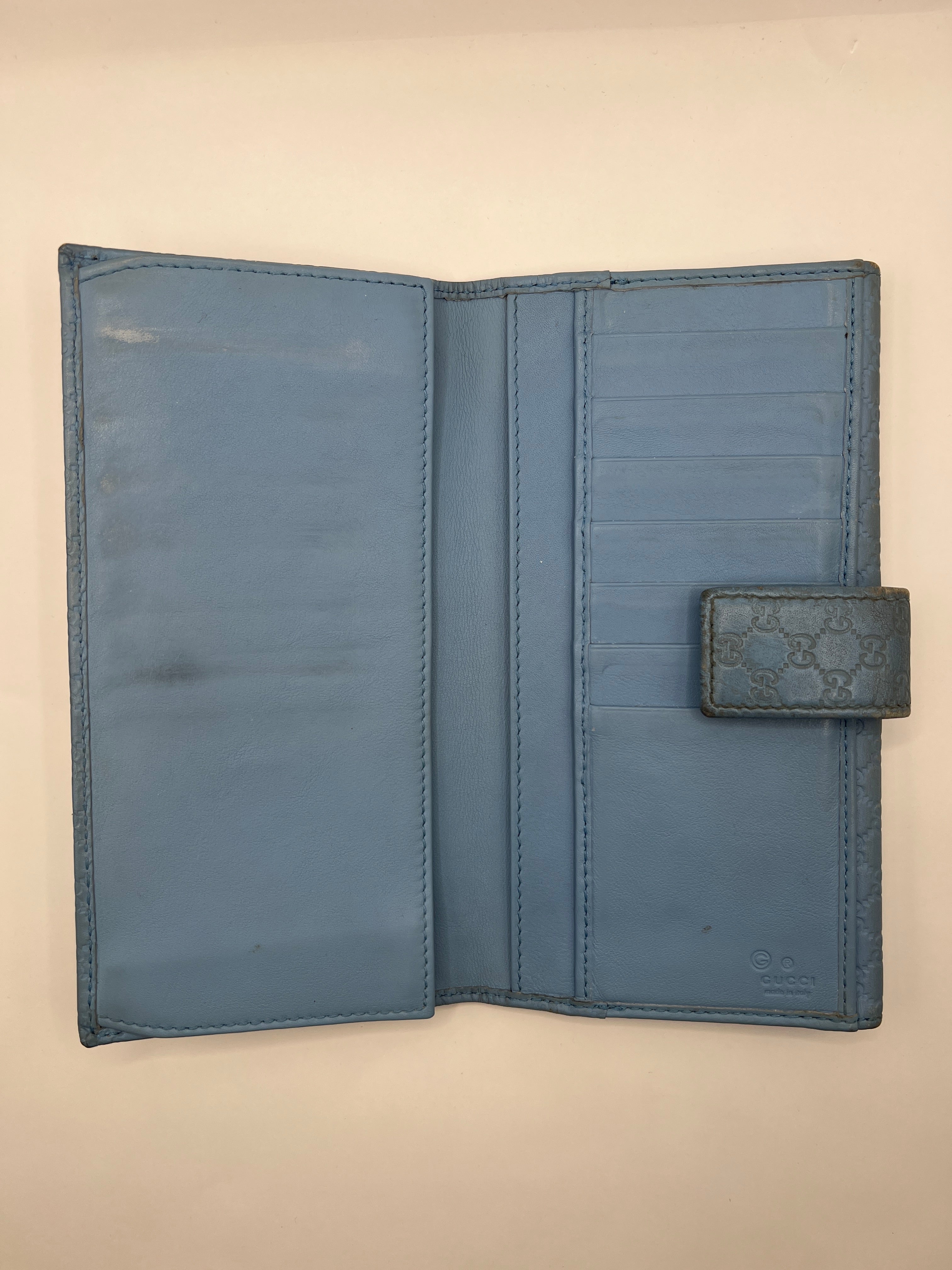 Gucci Microguccissima Light Blue Continental Snap Wallet