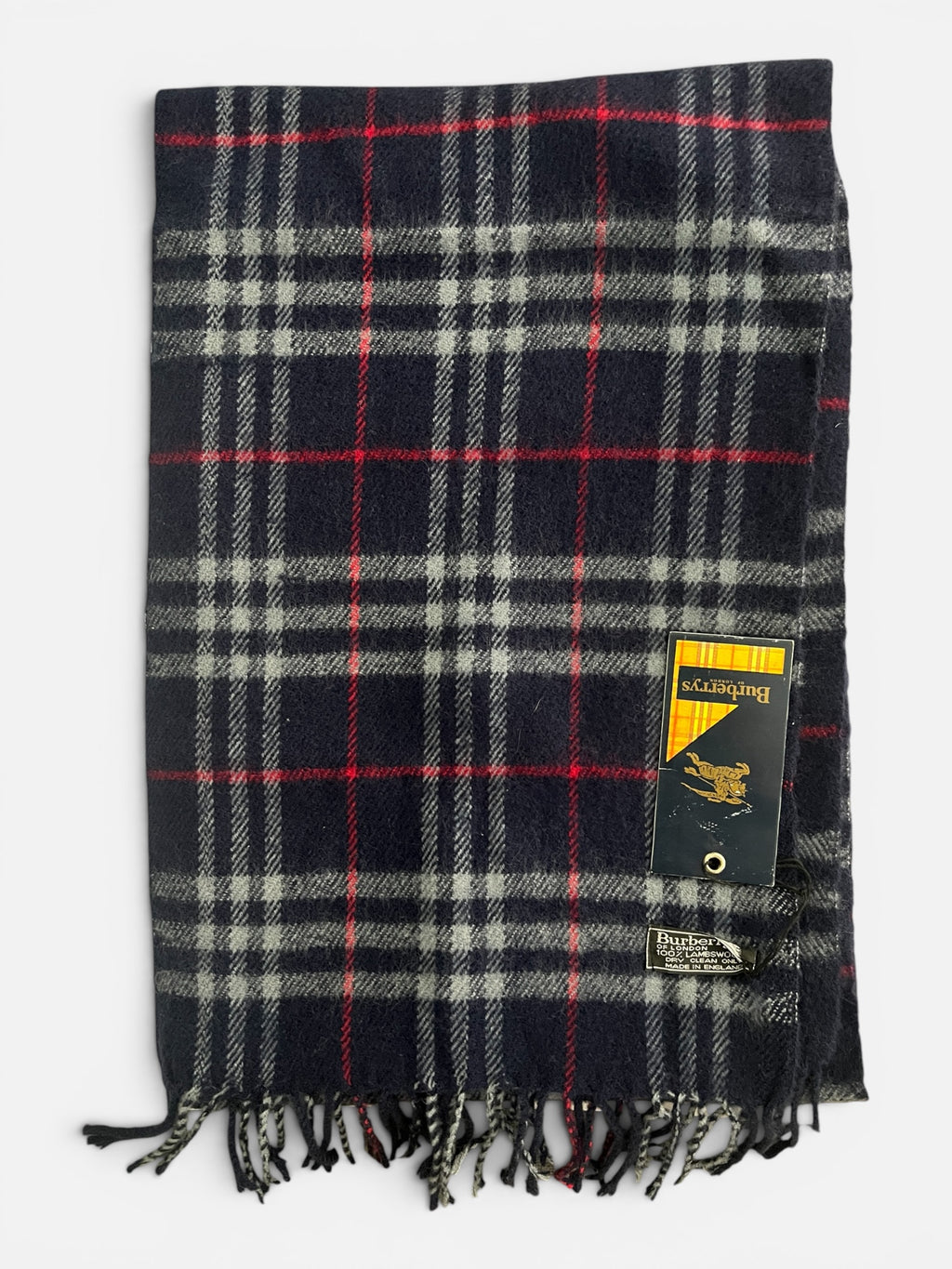 Burberrys Nova Check Lambswool Scarf in Navy