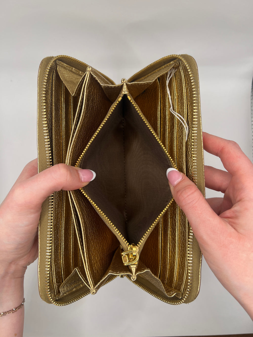 Miu Miu Gold Metallic Zip-Around Wallet