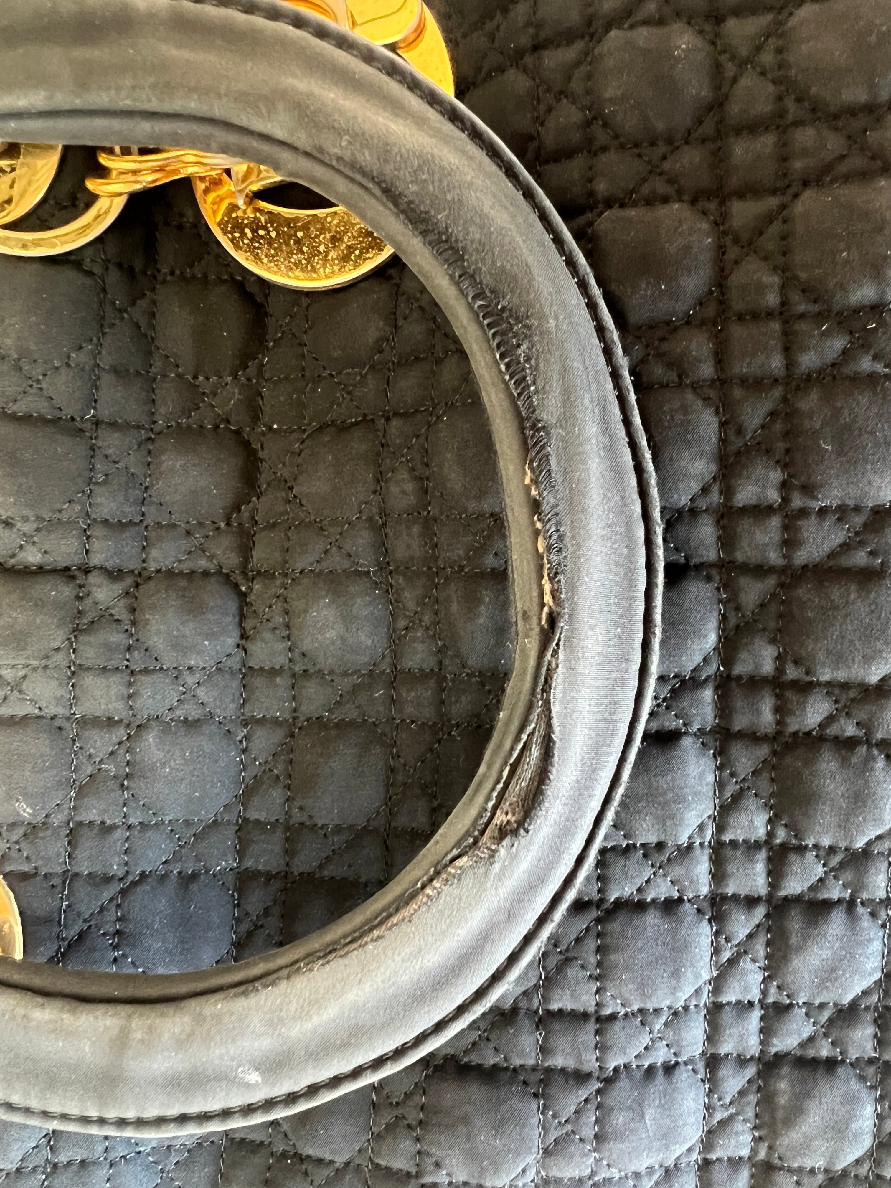 Christian Dior Canage Hand Bag Nylon Black