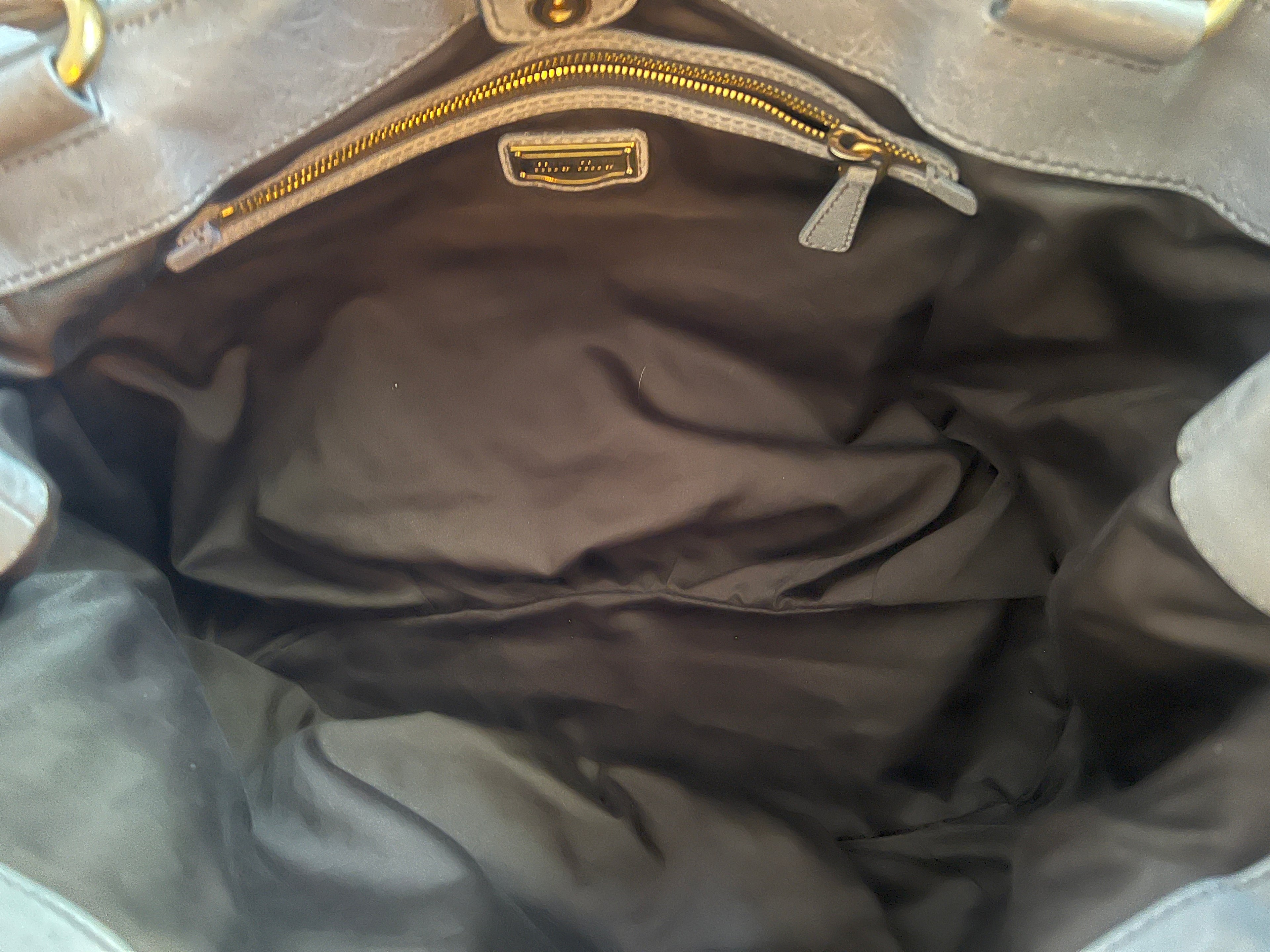 Miu Miu Grey Matelassé Leather Shoulder Bag