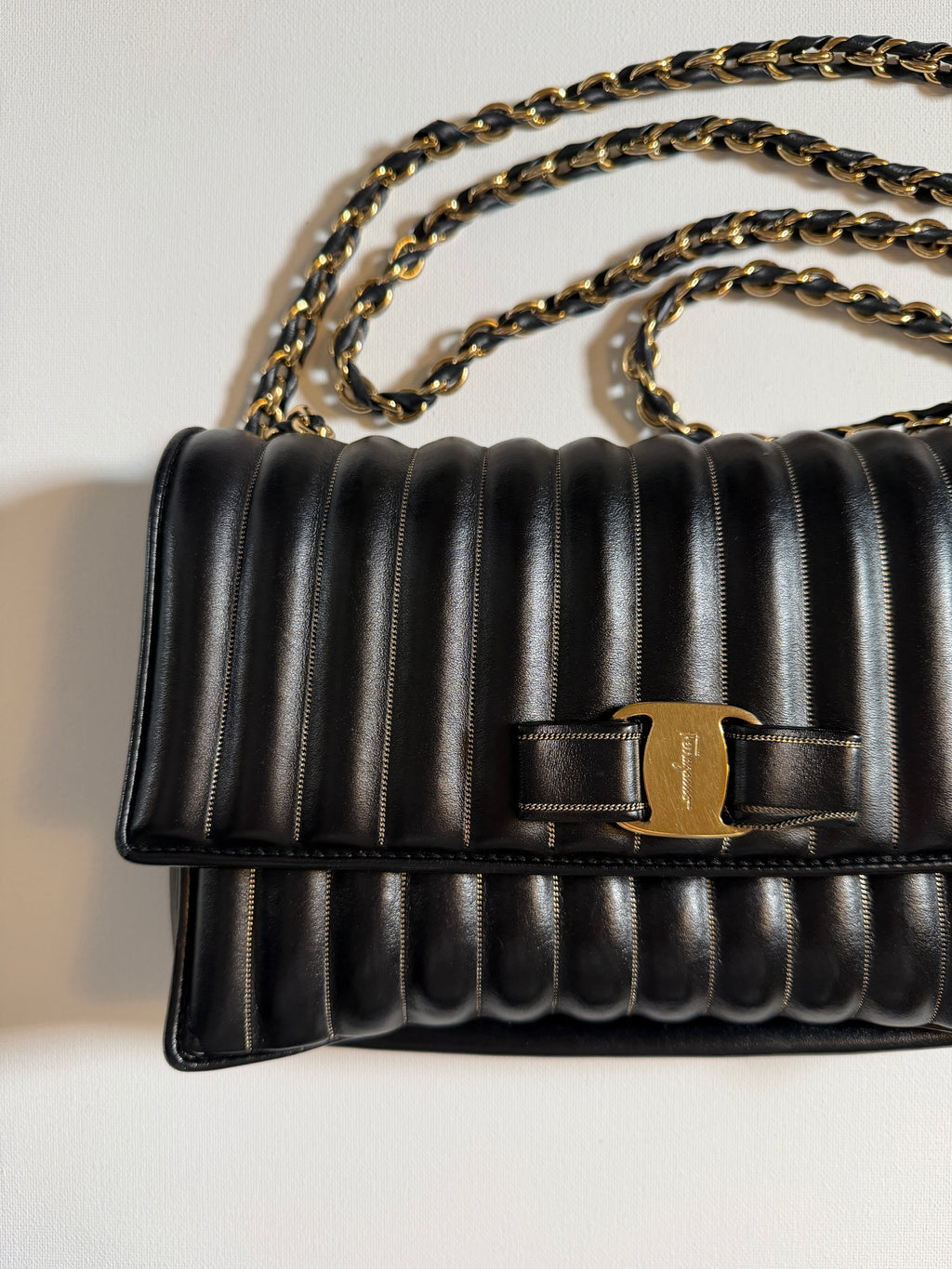 Ferragamo Quilted Leather Chain Shoulder Bag