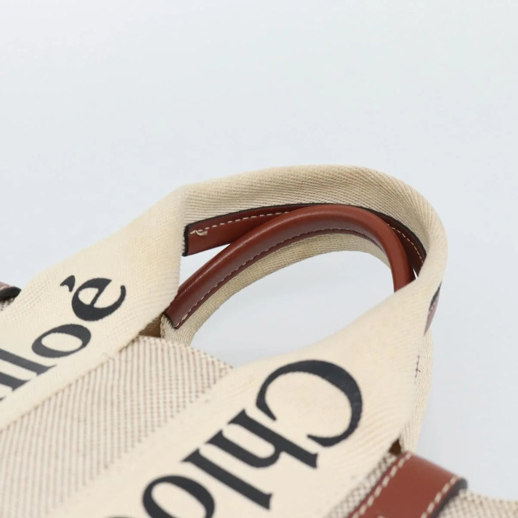Chloe Woody Small Tote — Canvas & Leather, Signature Jacquard Straps