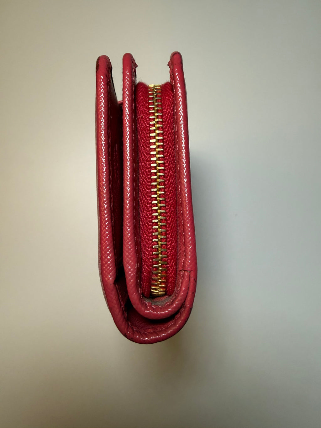 Prada Saffiano Metal Wallet in Peonia (Pink-Red)