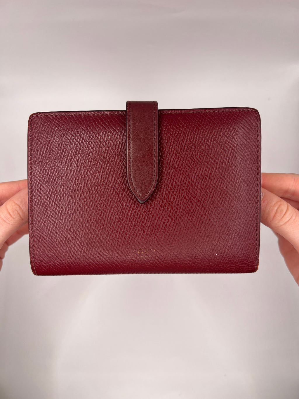 Celine Red Pebbled Leather Compact Wallet