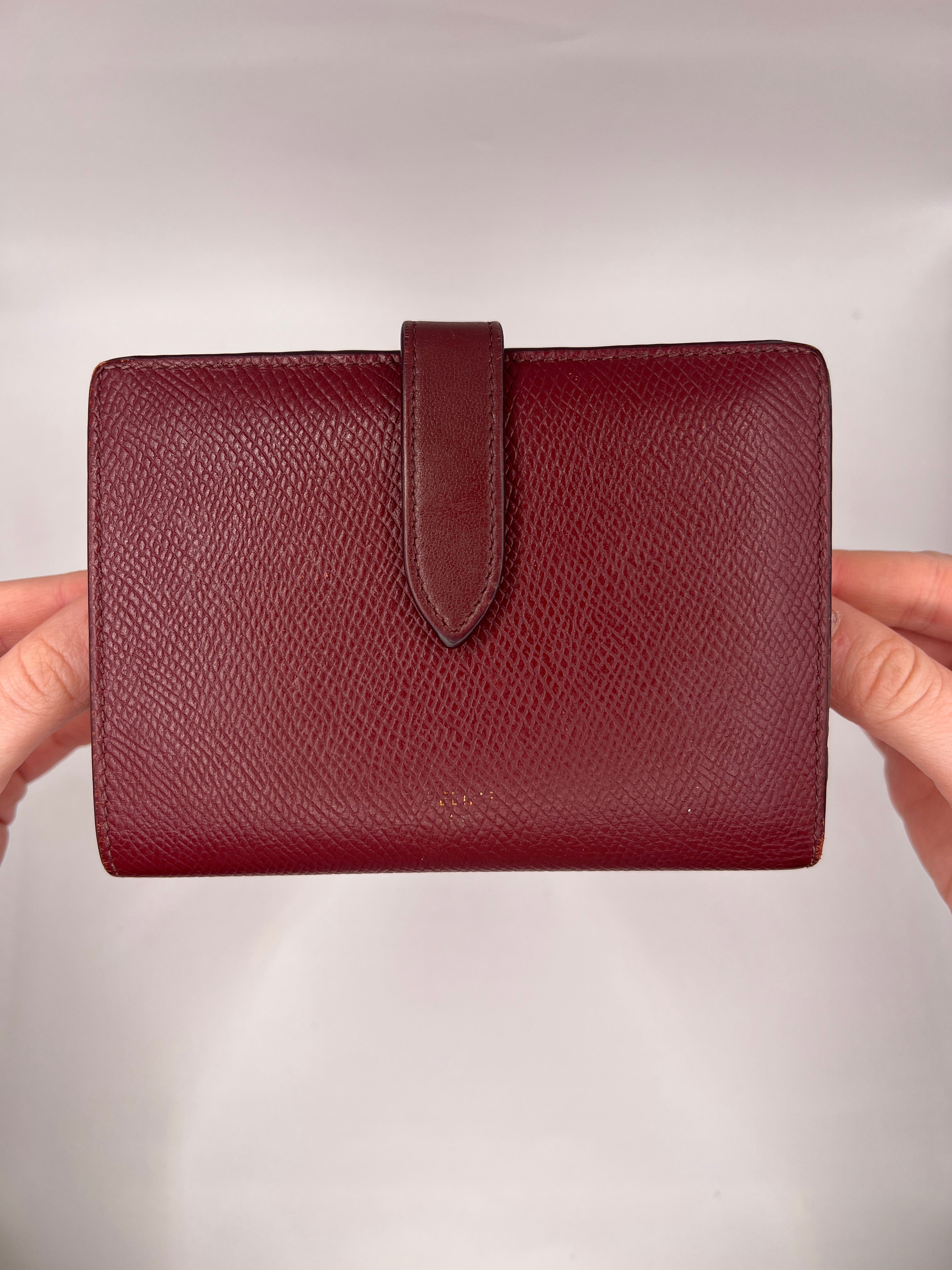 Celine Red Pebbled Leather Compact Wallet