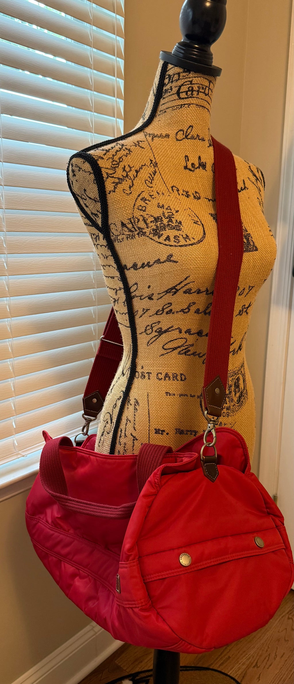 Burberry Blue Label red nylon 2-way Duffle Bag