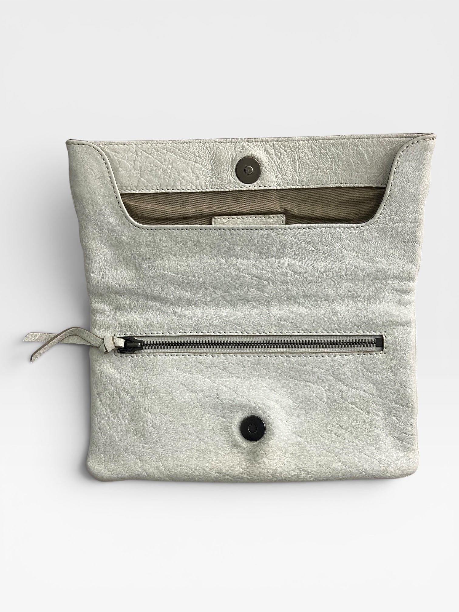 Givenchy White Leather Foldover Wallet Clutch