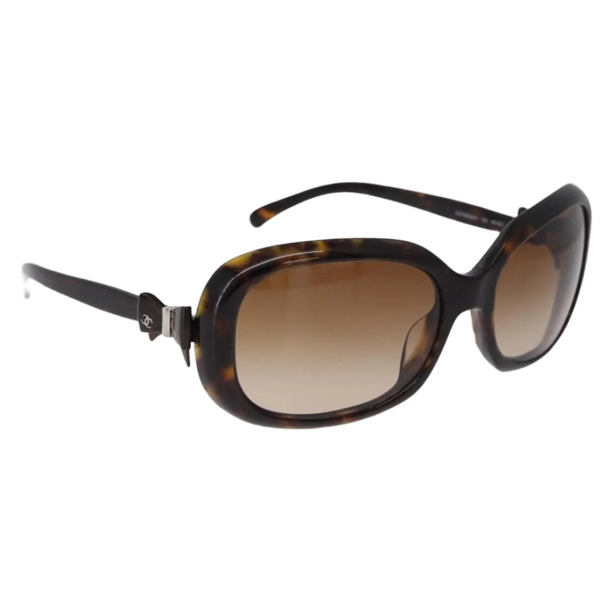 Chanel Tortoise Sunglasses with CC Bow Detail — Ribbon Motif, Silver Hardware