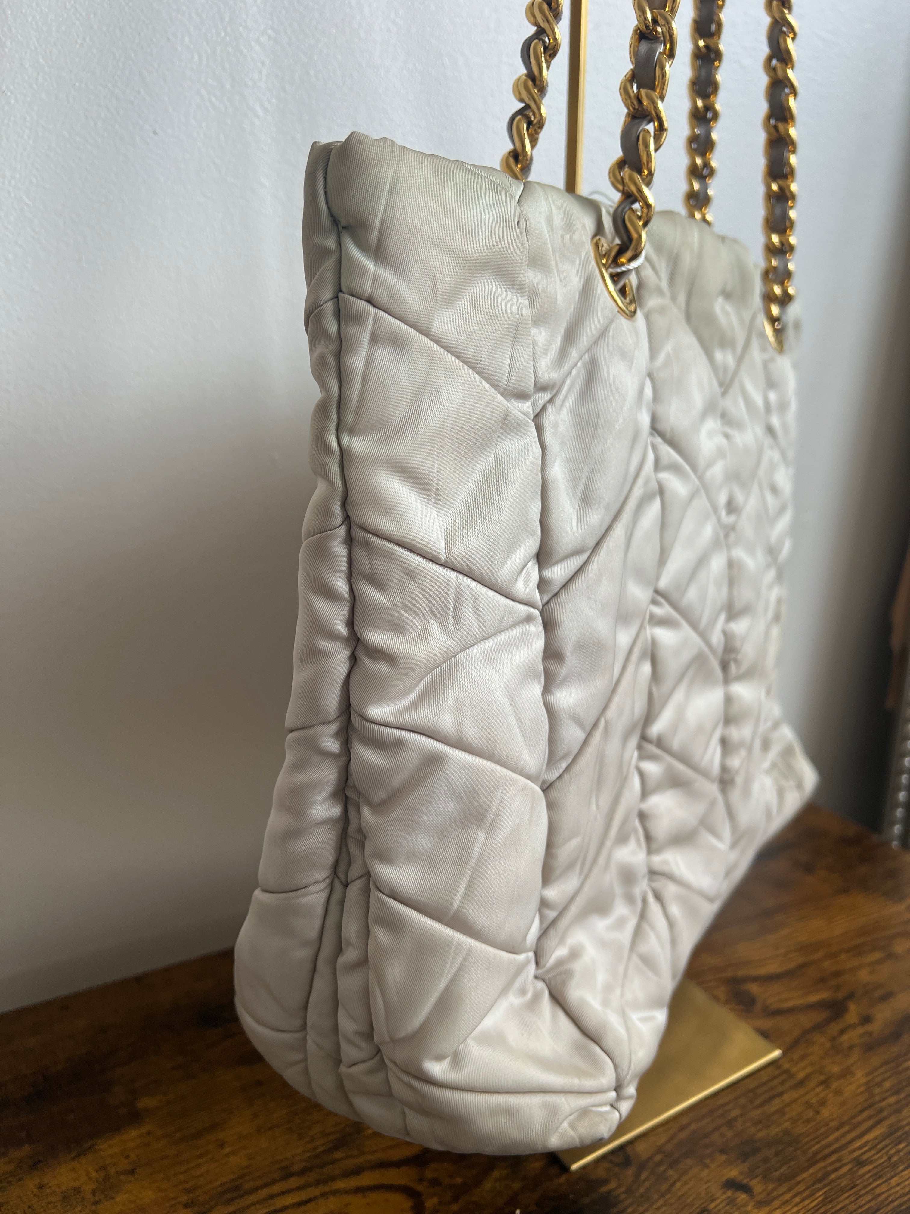 Prada Diagramme Quilted Nylon Chain Tote