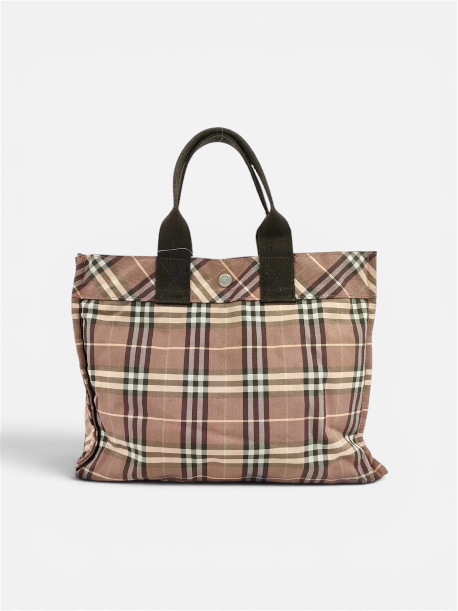 Burberry Blue Label Nylon Brown Nova Check Tote Bag