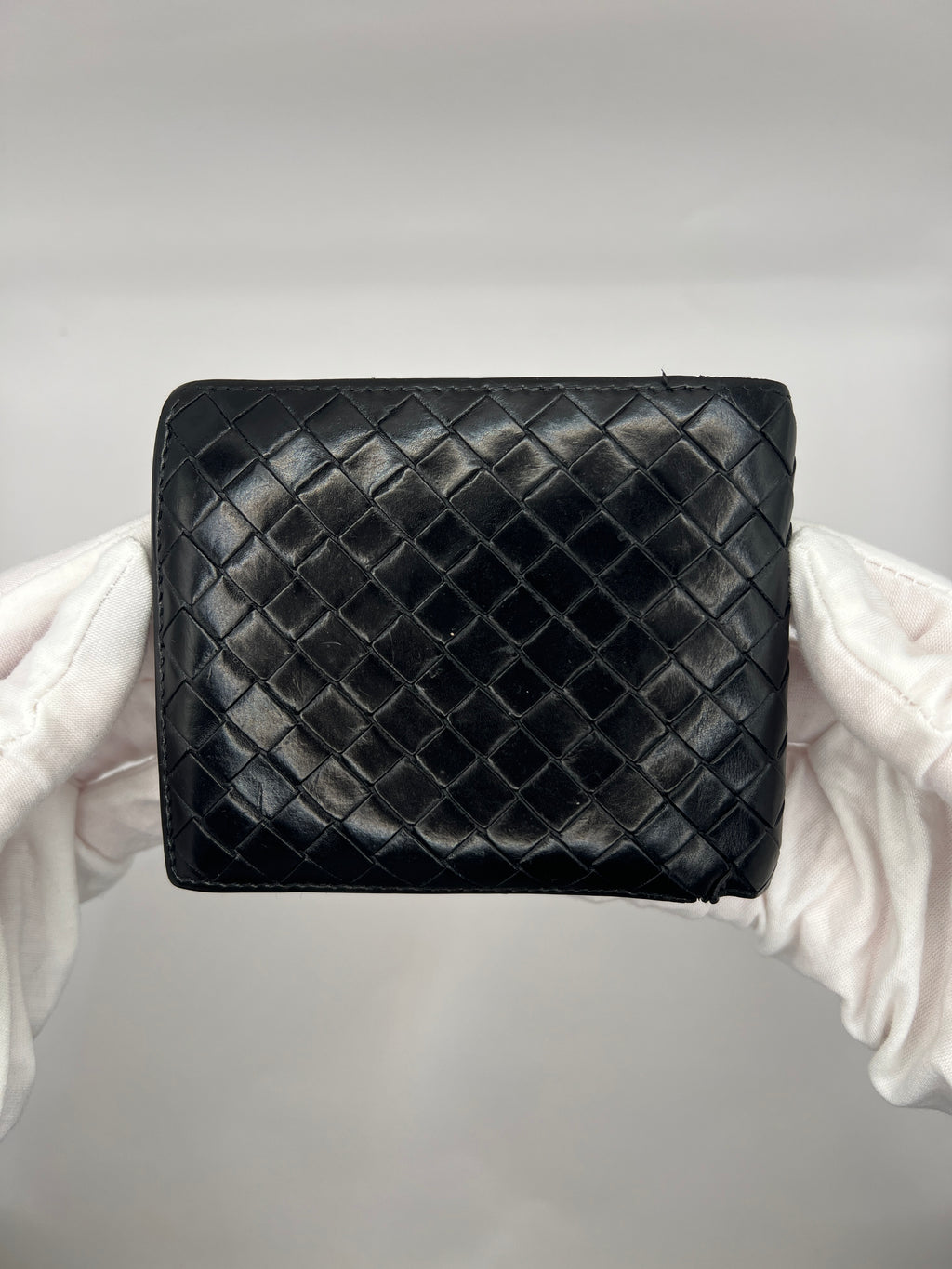 Bottega Veneta Black Intrecciato Bifold Wallet