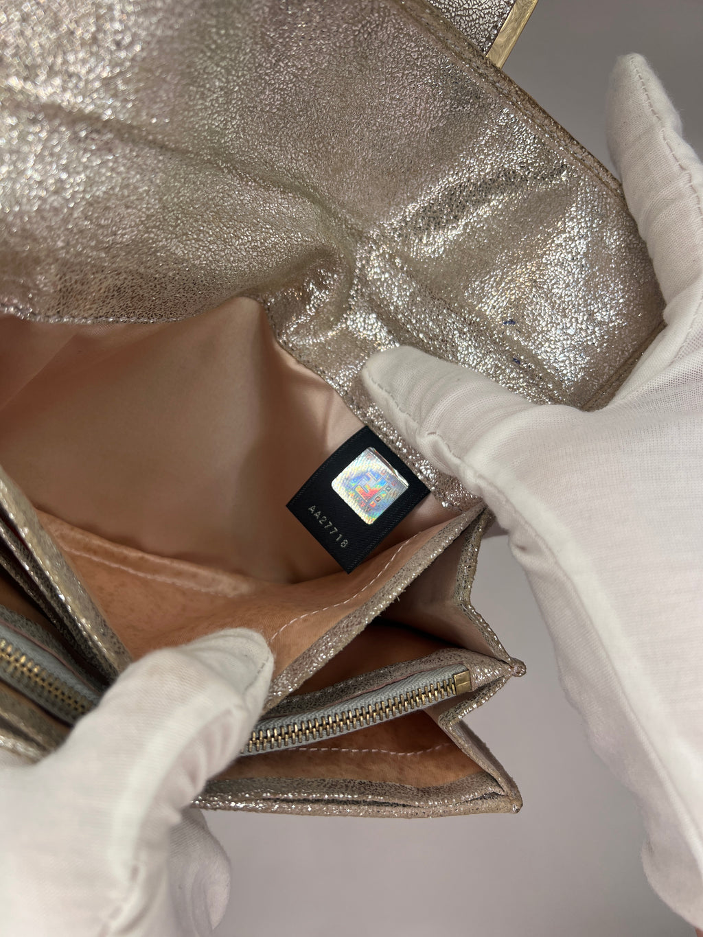 Fendi Metallic Zucca Baguette Long Wallet